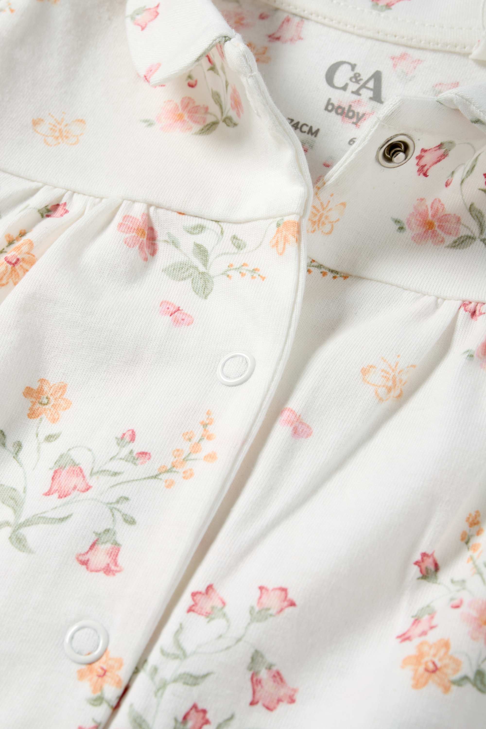 Floral - baby sleepsuit white