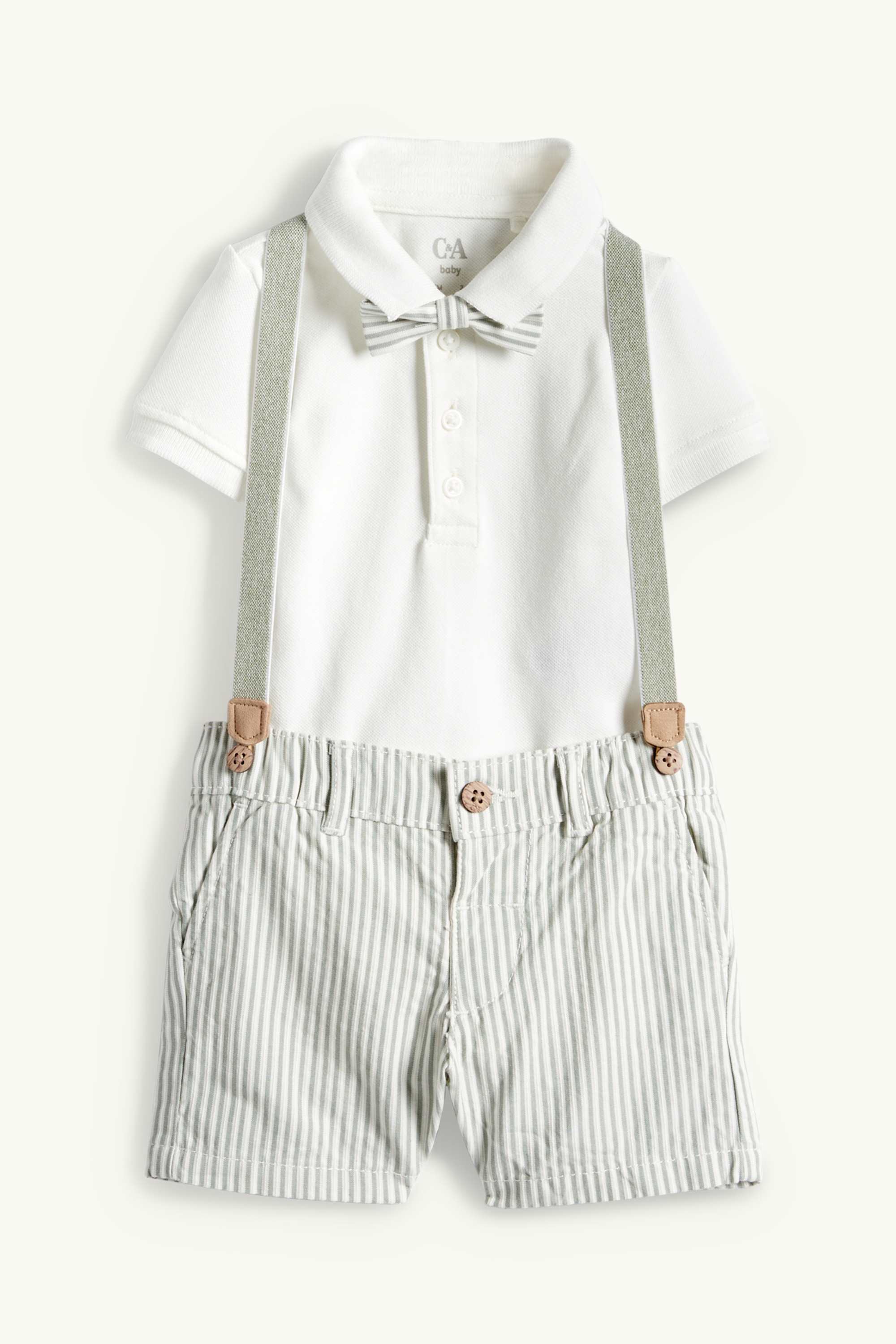 Baby outfit - 3 piece white / green