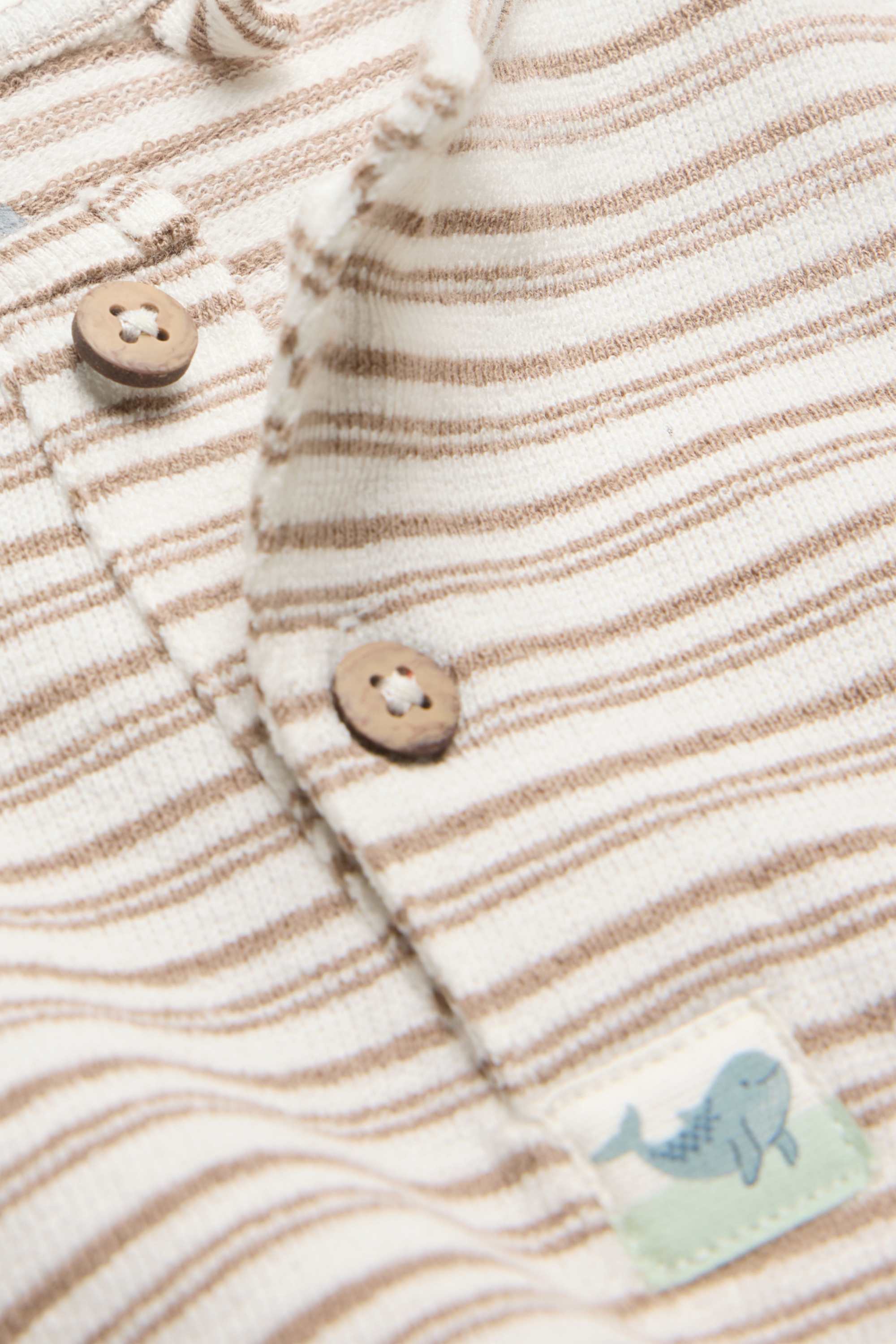 Whale - baby short sleeve T-shirt - striped white / beige