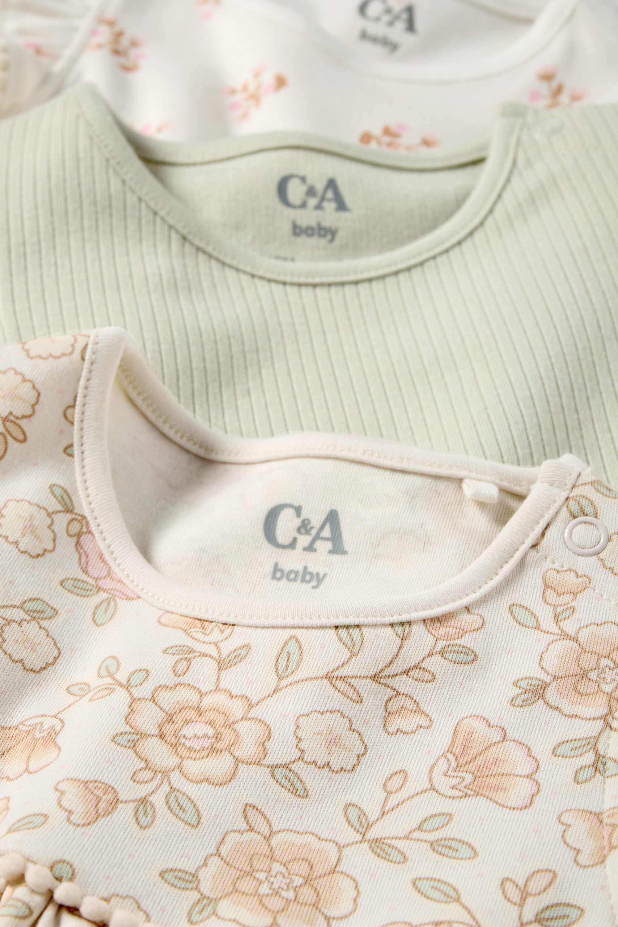 Multipack of 3 - flowers - baby bodysuit cremewhite