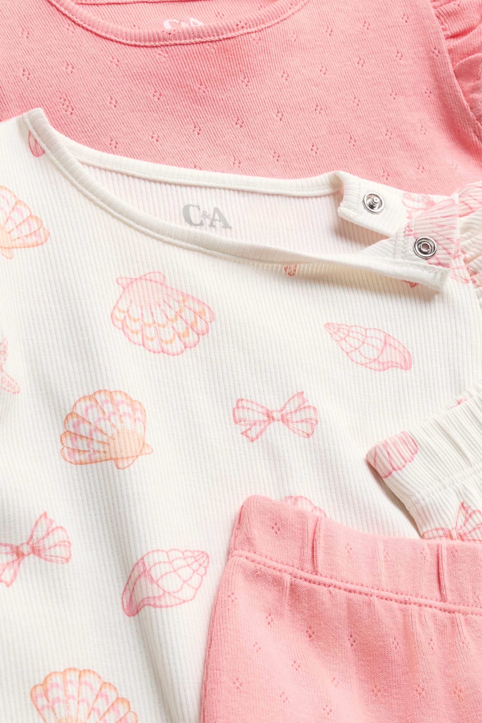 Multipack of 2 - scallop - baby pyjamas - 4 piece white / pink