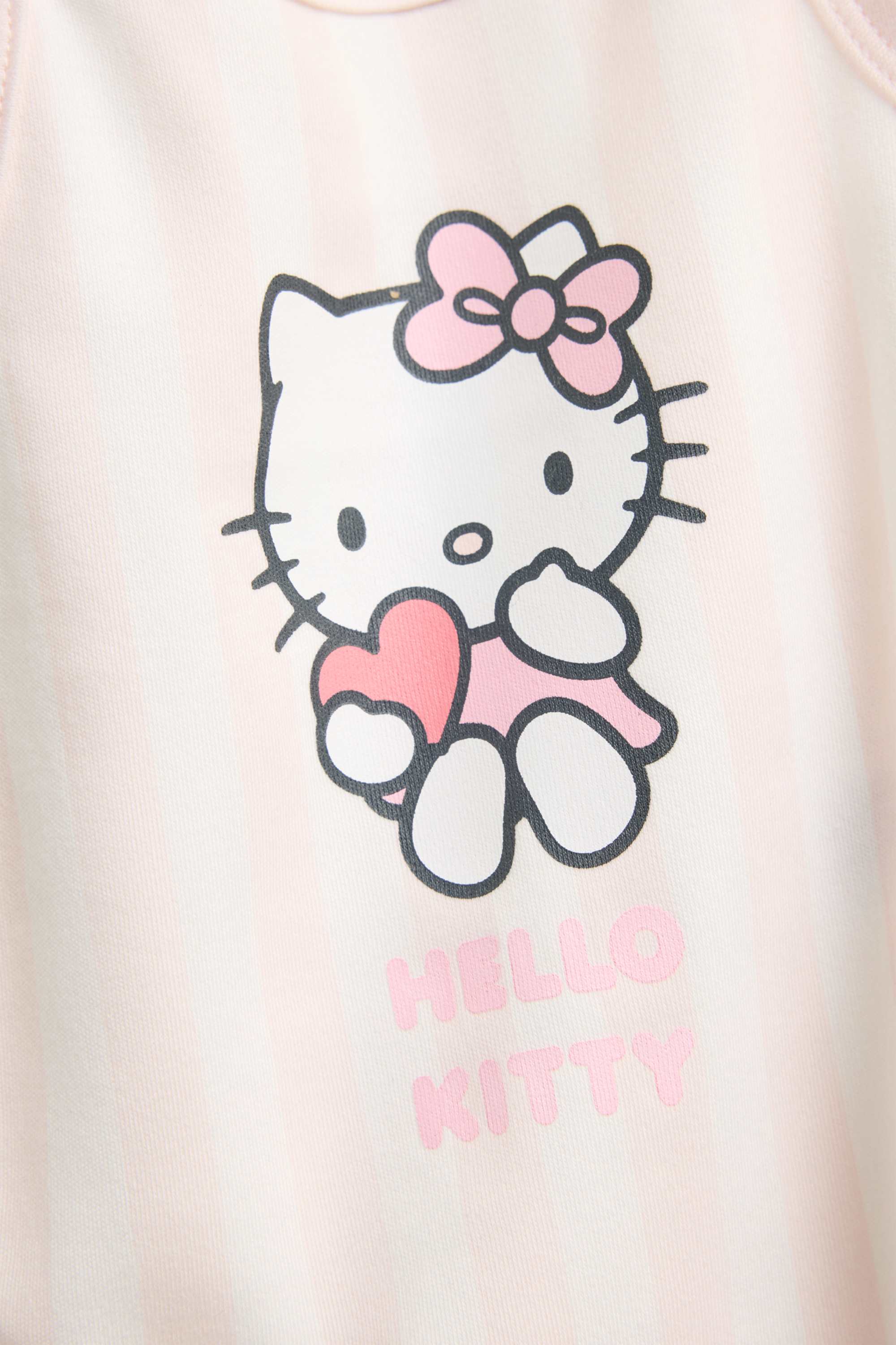 Hello Kitty - baby bodysuit - striped white / rose