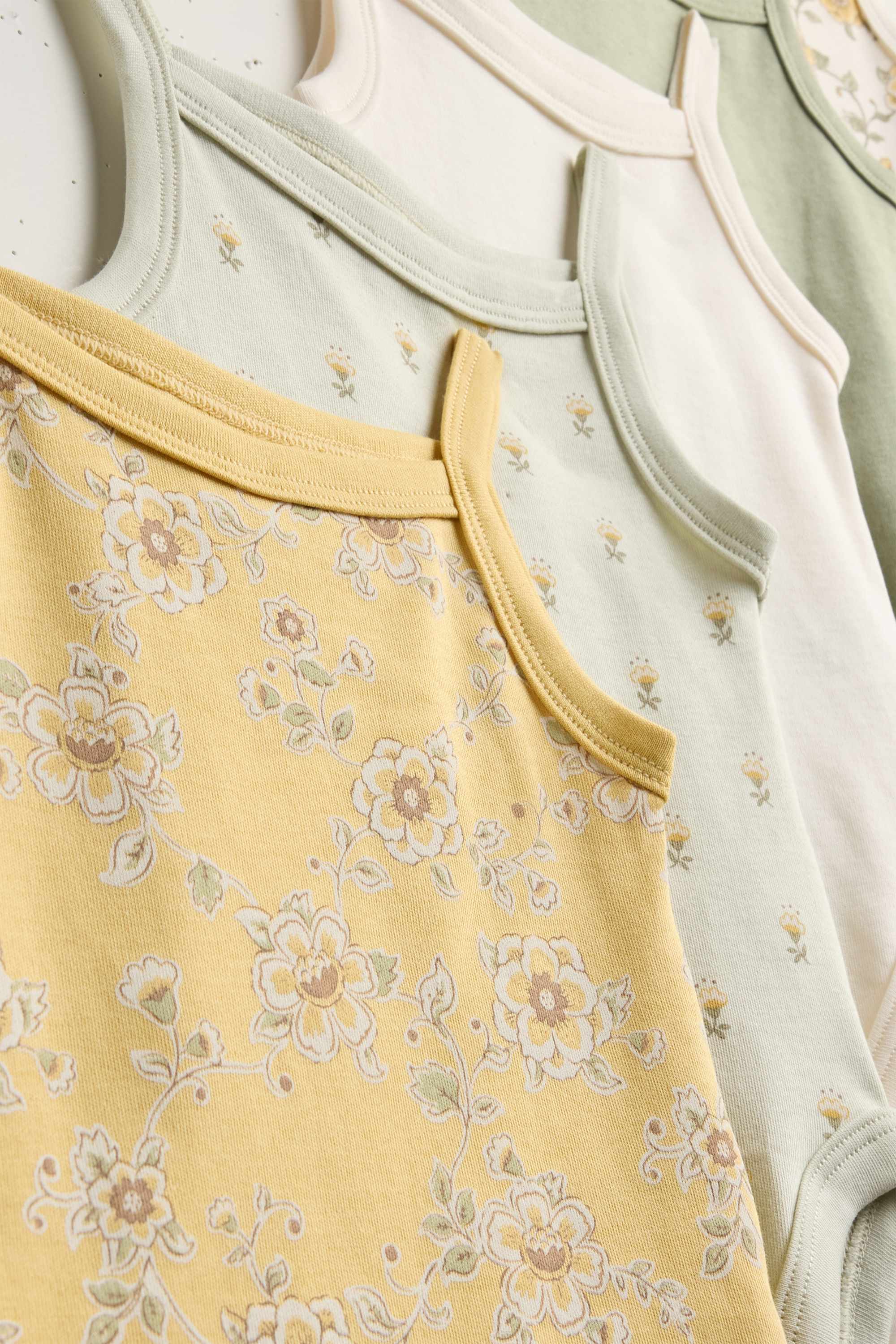 Multipack of 5 - floral - baby bodysuit yellow