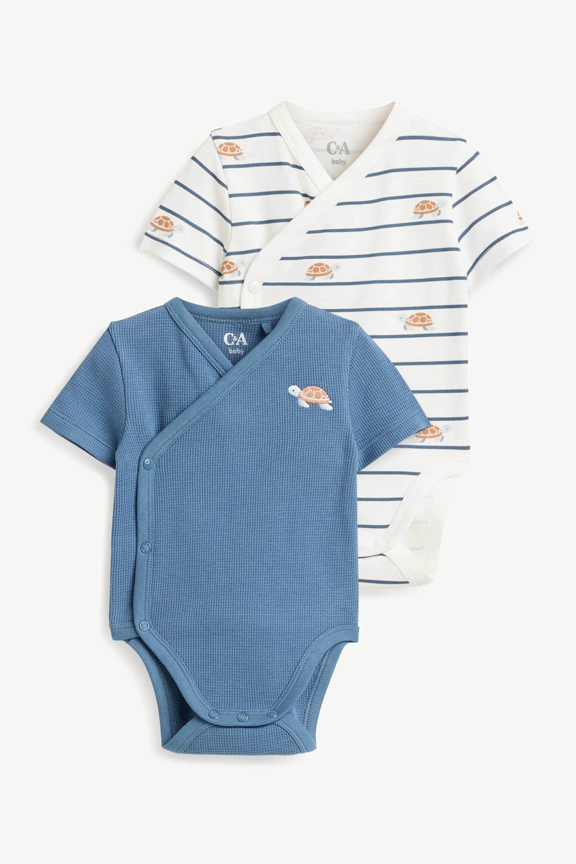Multipack of 2 - turtle - baby wrapover bodysuit white