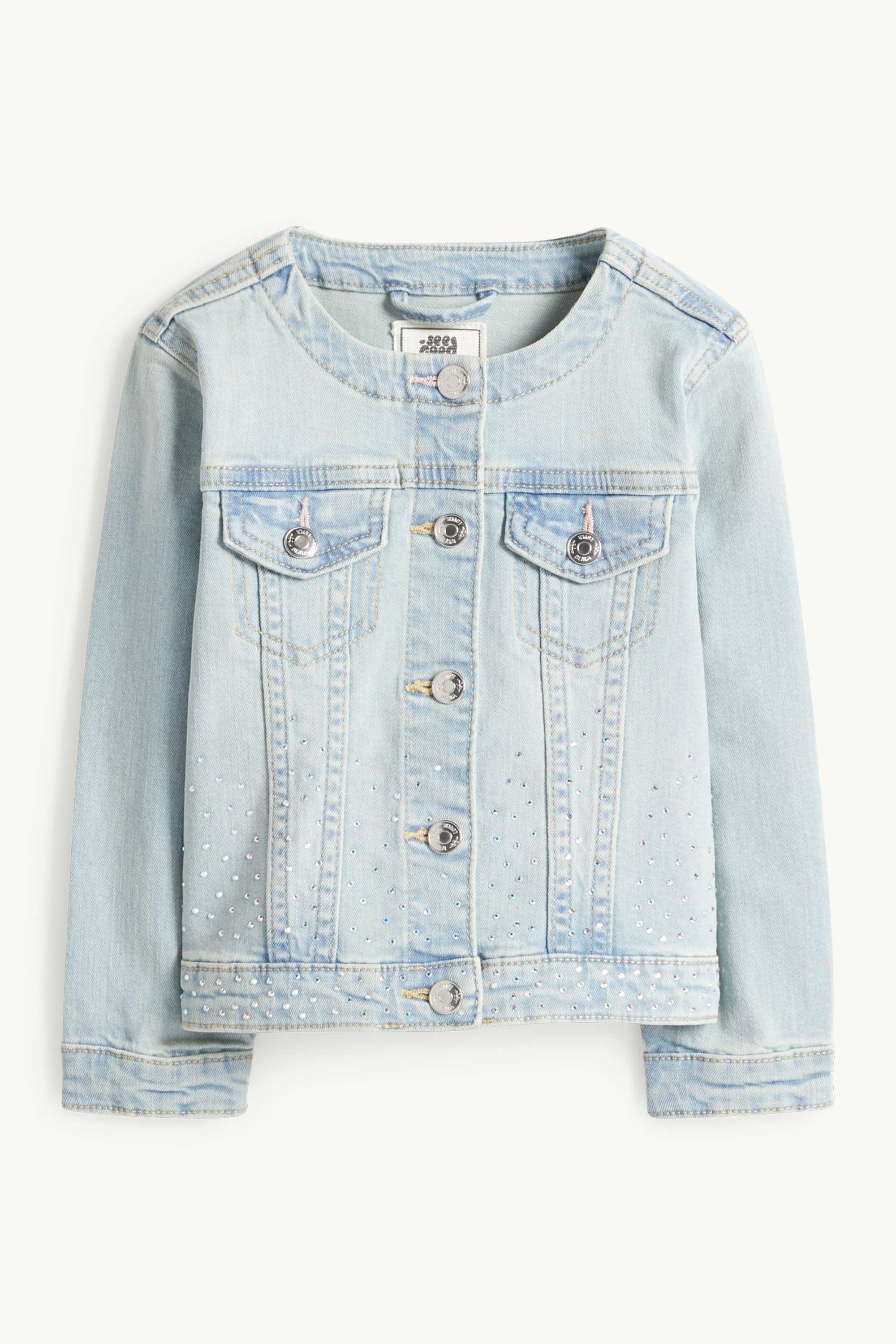 Denim jacket with rhinestones denim-light blue