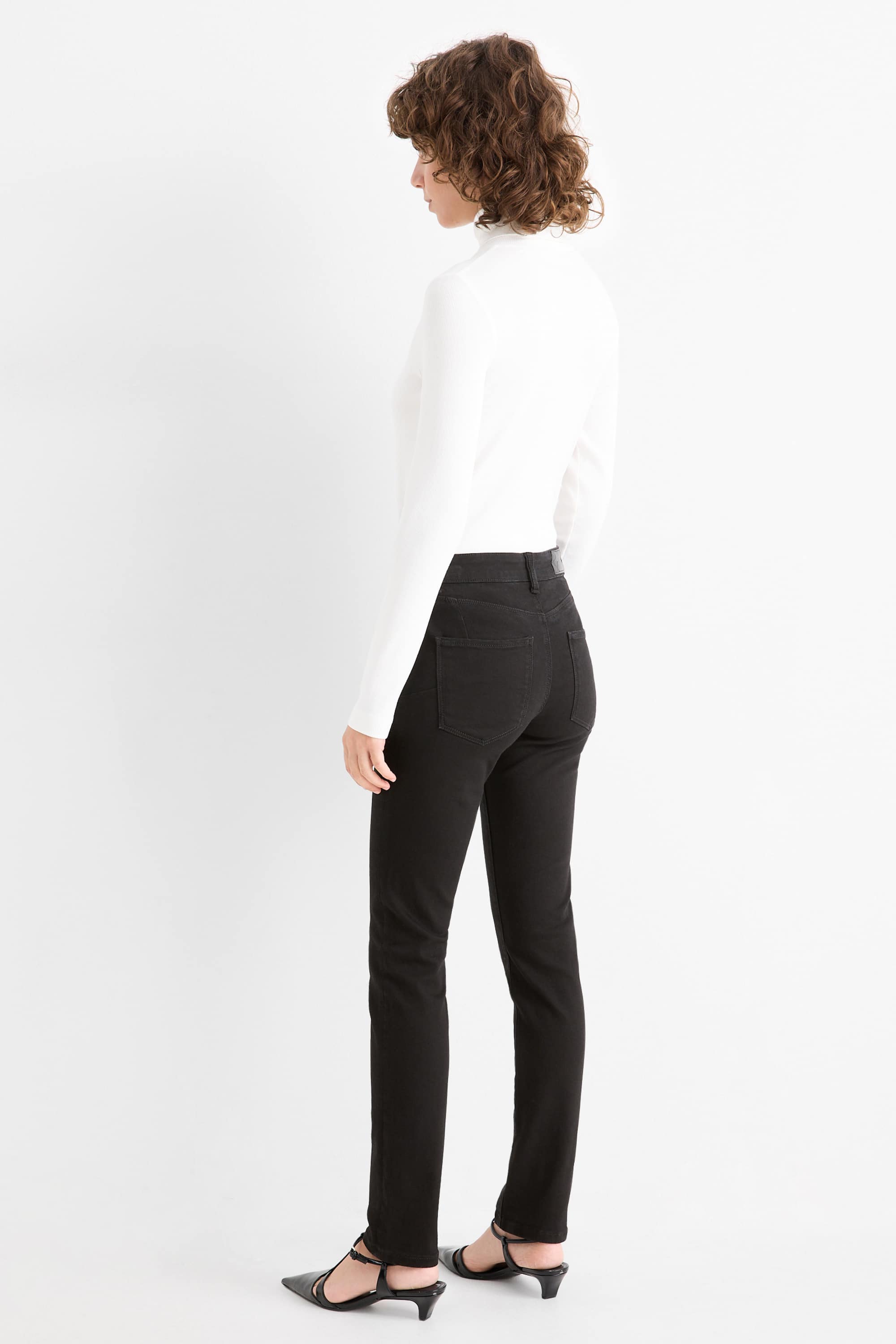 Slim jeans - mid-rise waist - shaping jeans black