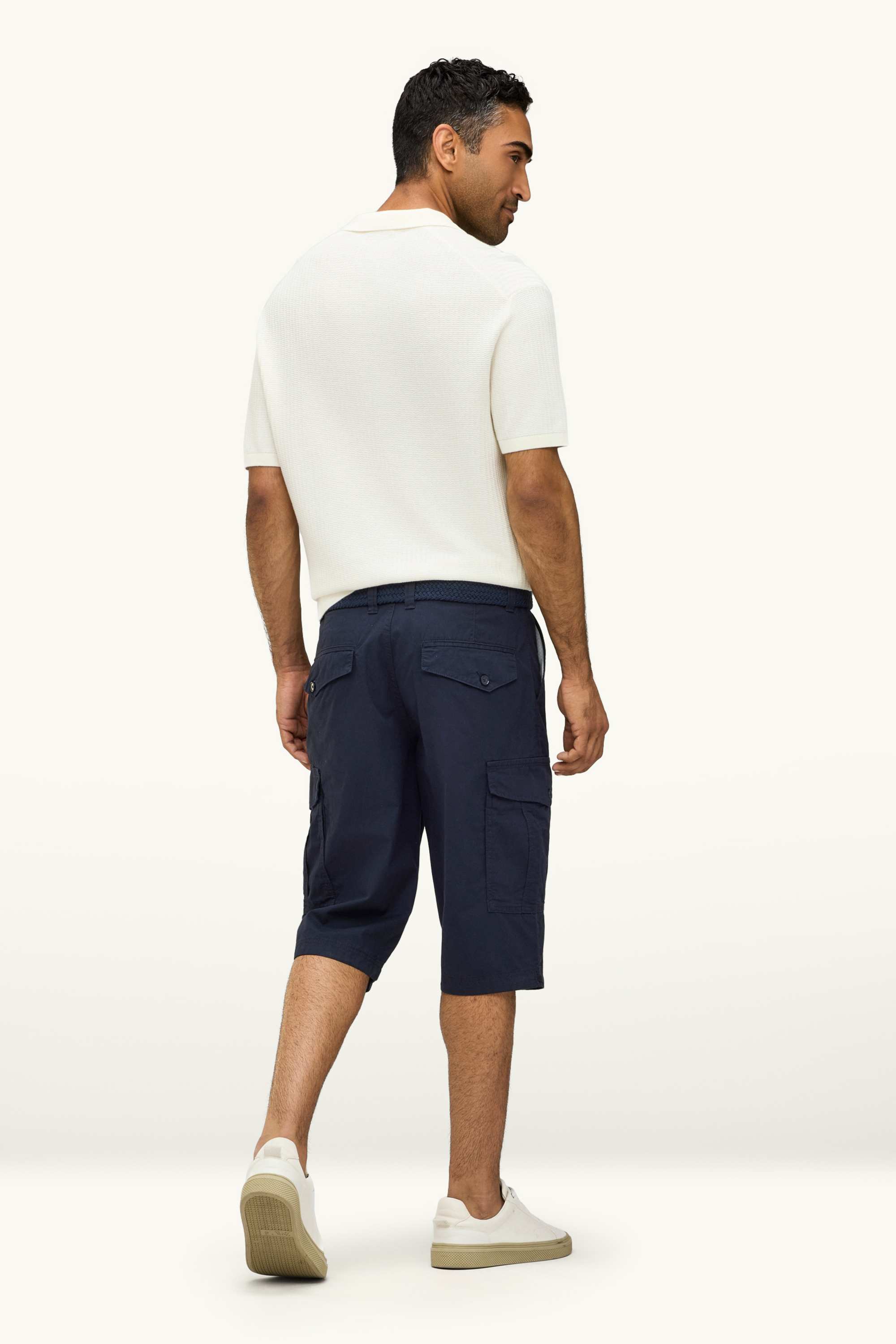 Cargo Bermuda shorts with belt blue