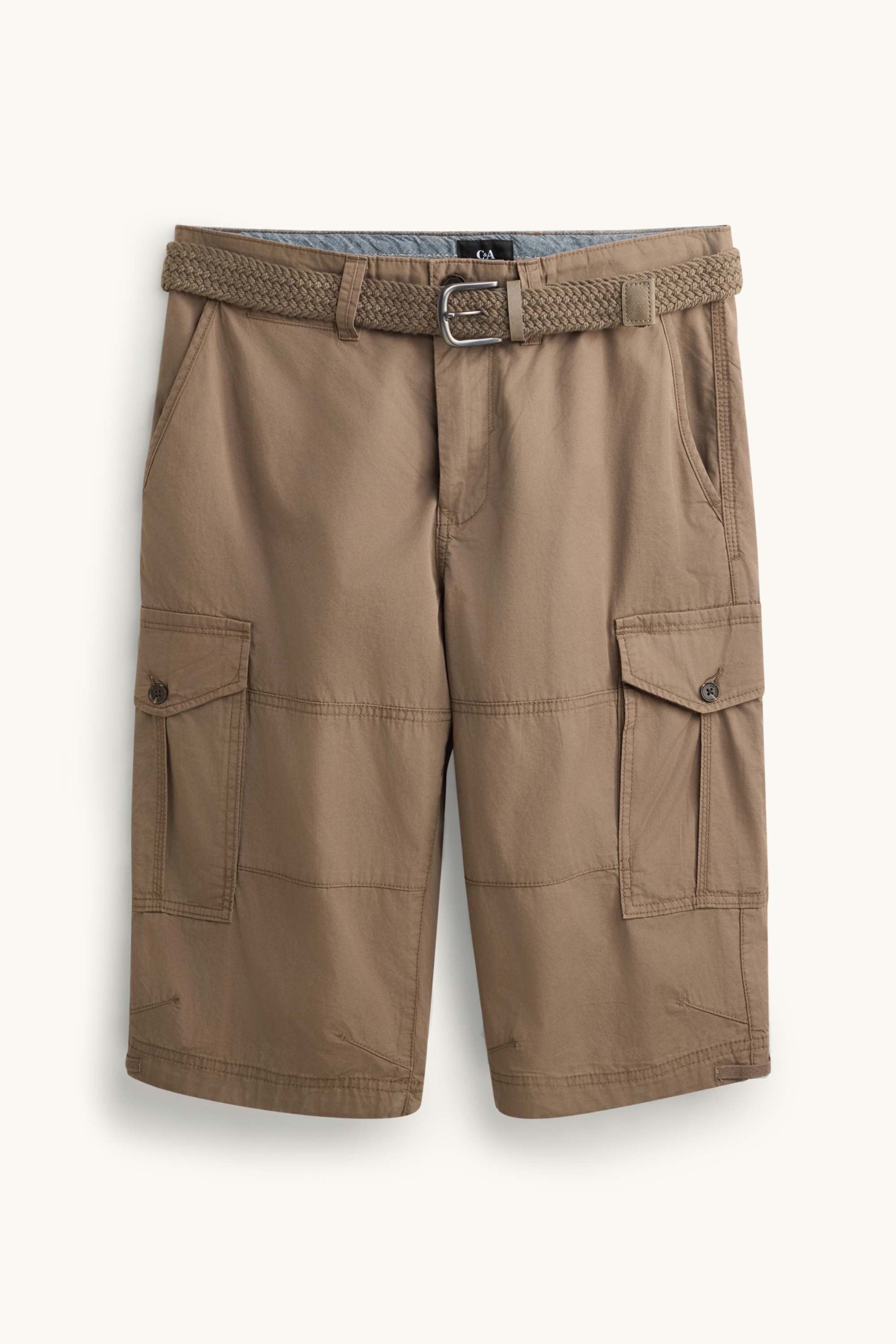 Cargo Bermuda shorts with belt brown