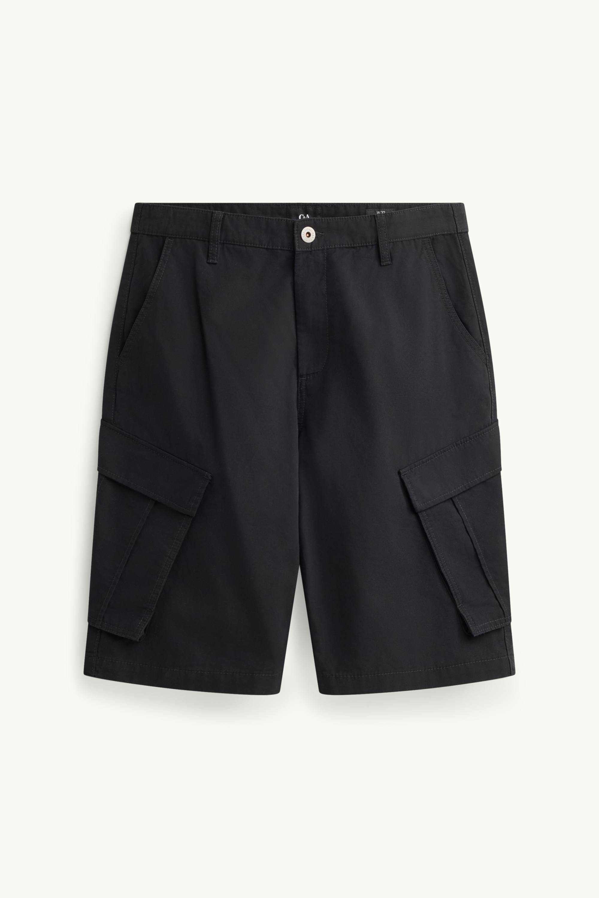 Denim cargo Bermuda shorts black