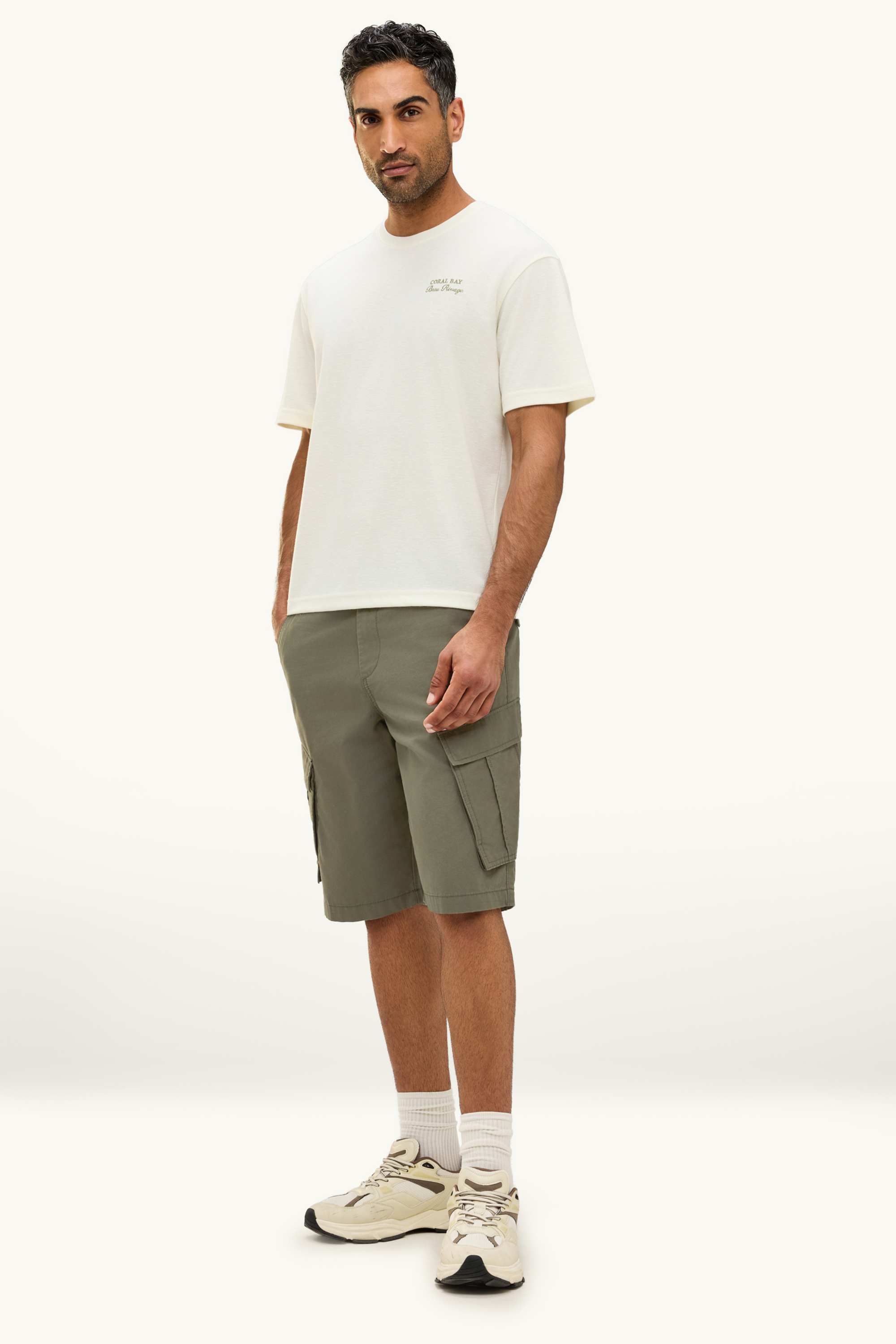 Denim cargo Bermuda shorts khaki