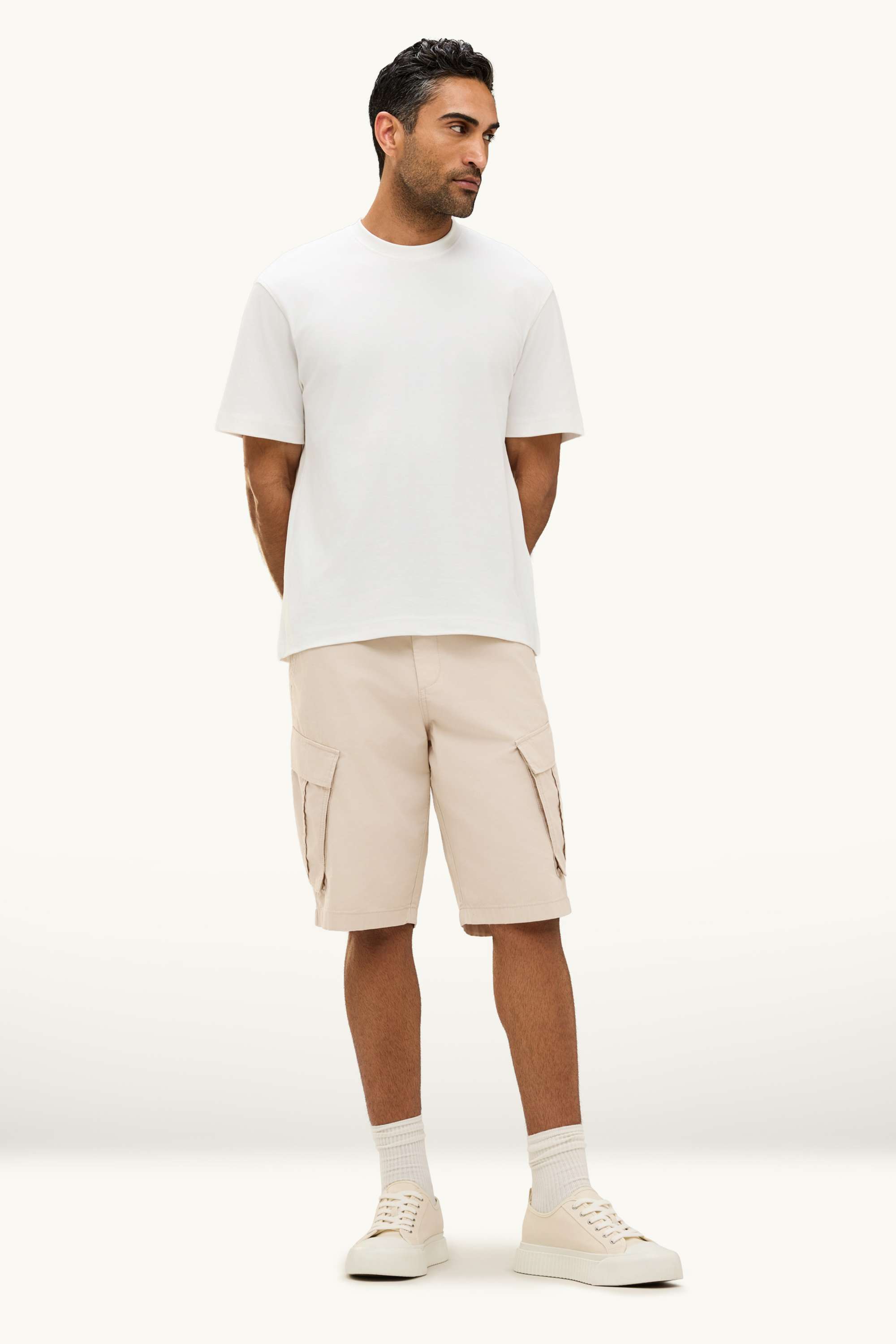 Denim cargo Bermuda shorts beige