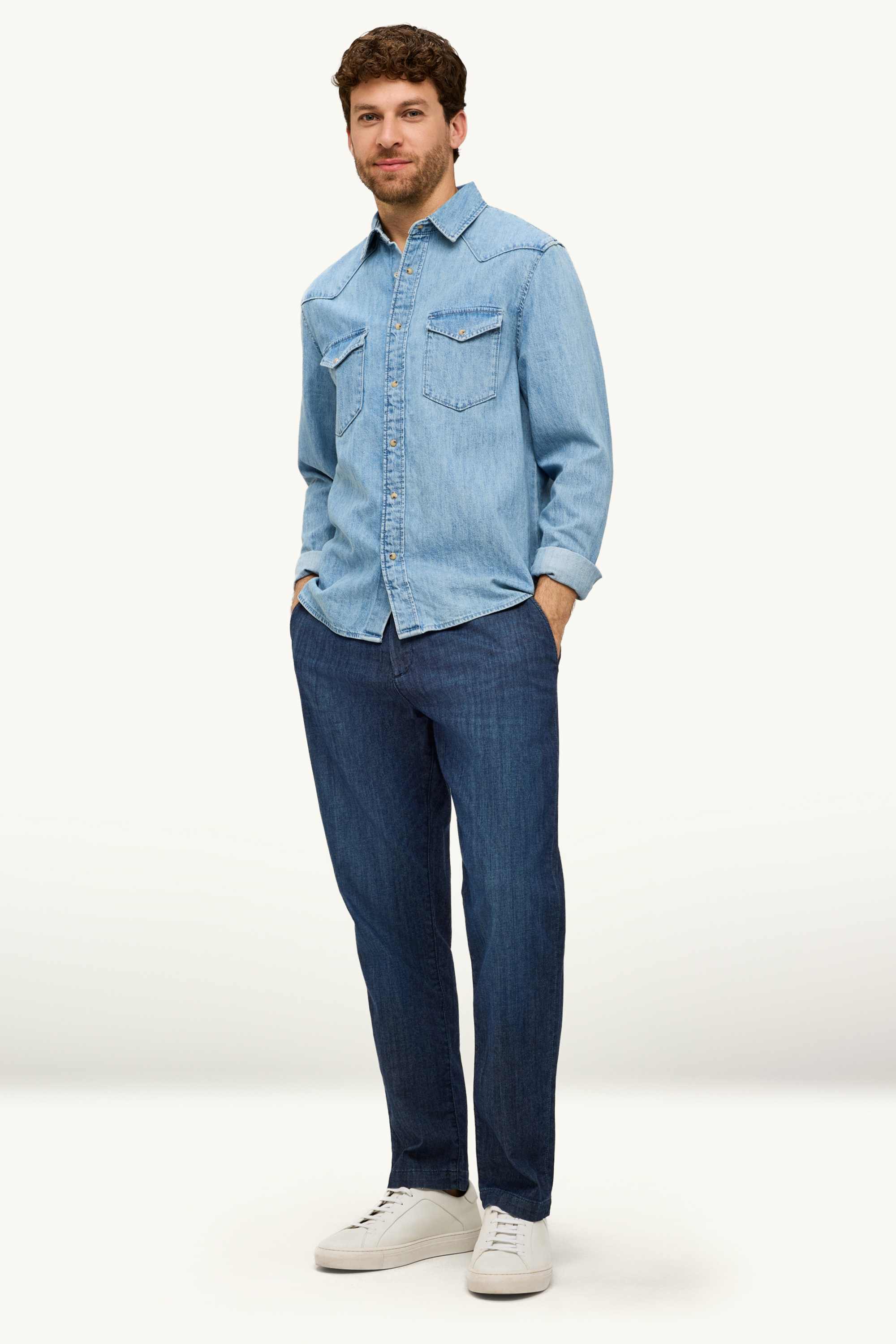 Chino jeans- tapered fit denim-dark blue