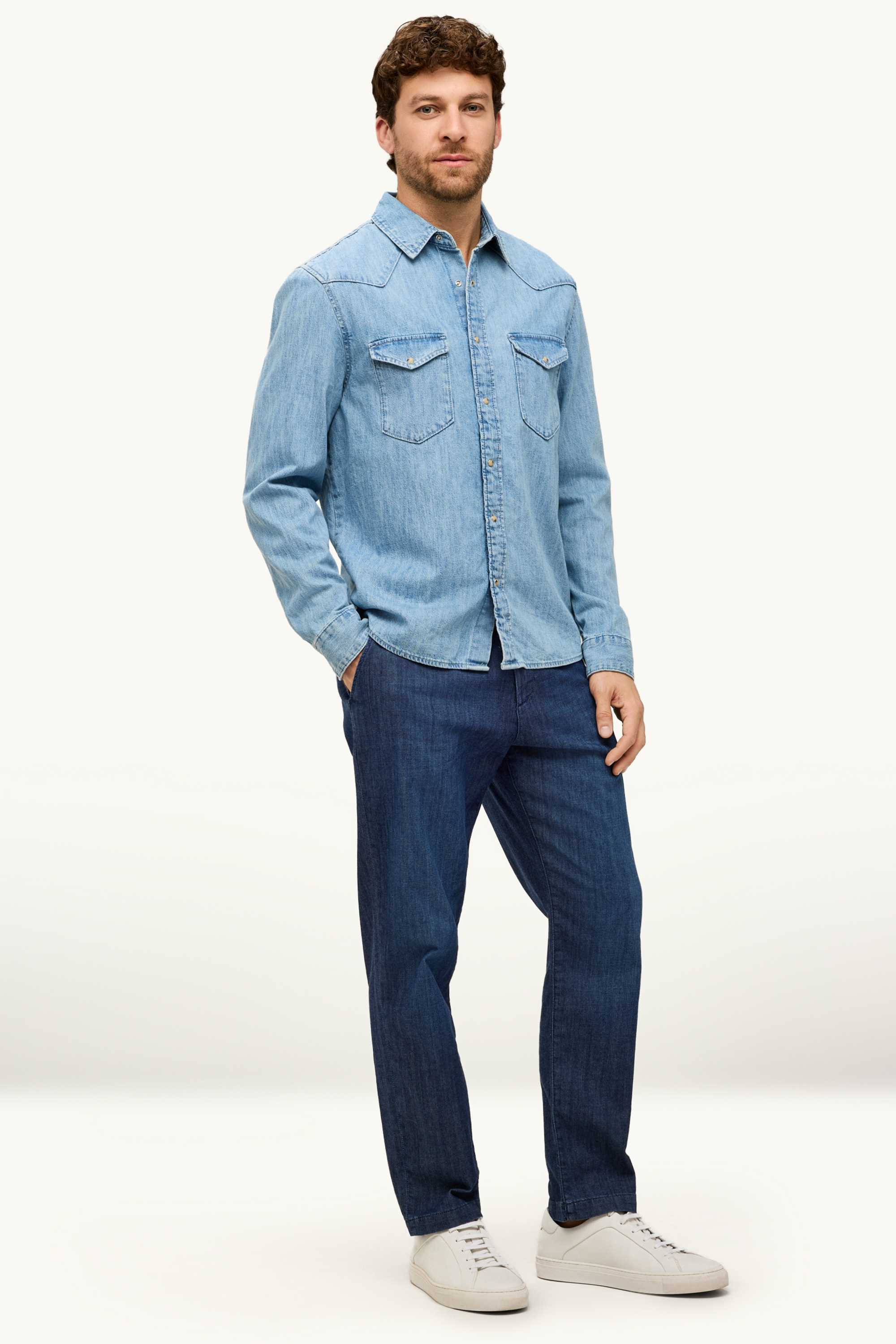 Chino jeans- tapered fit denim-dark blue