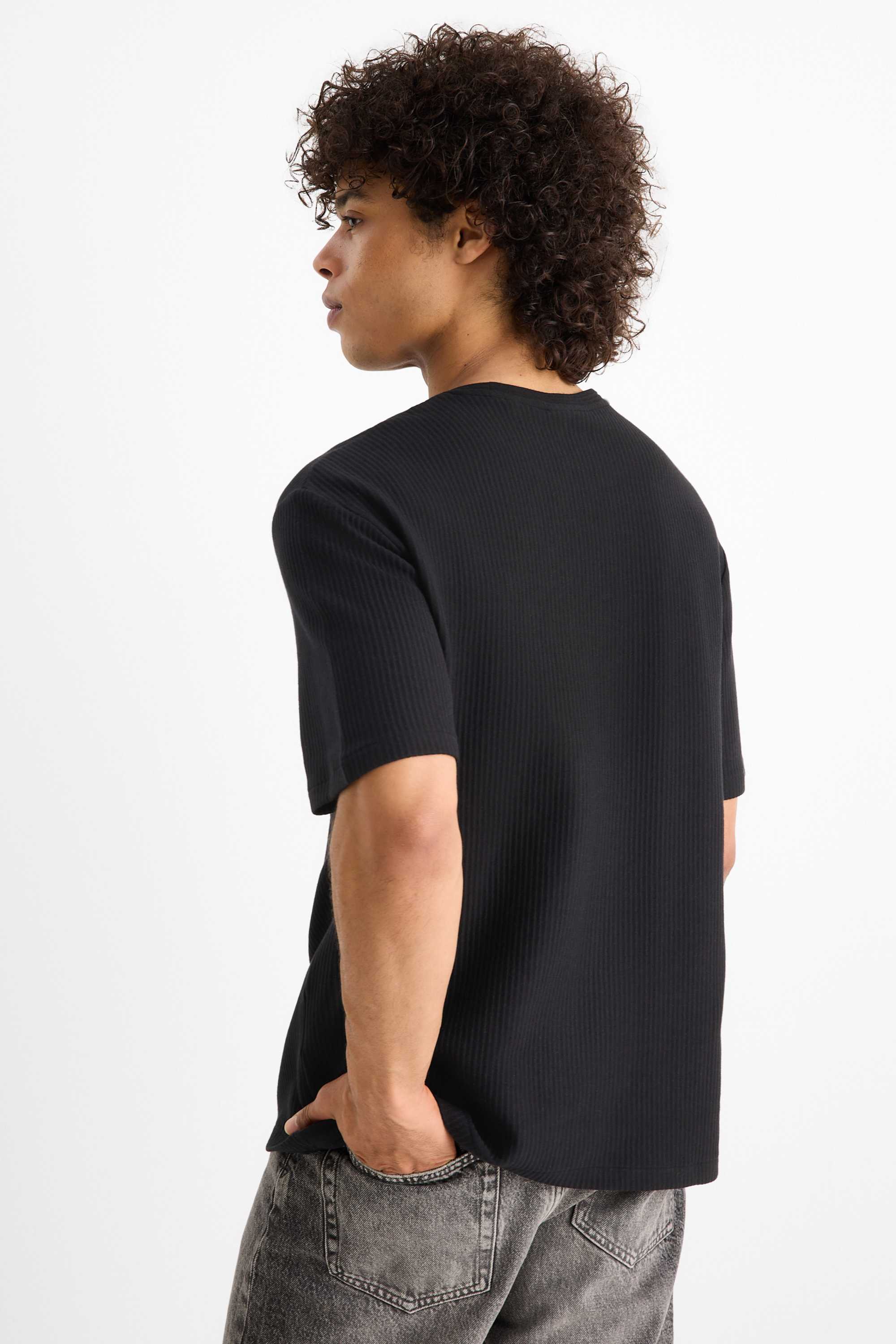 T-shirt - relaxed fit - ribbed black