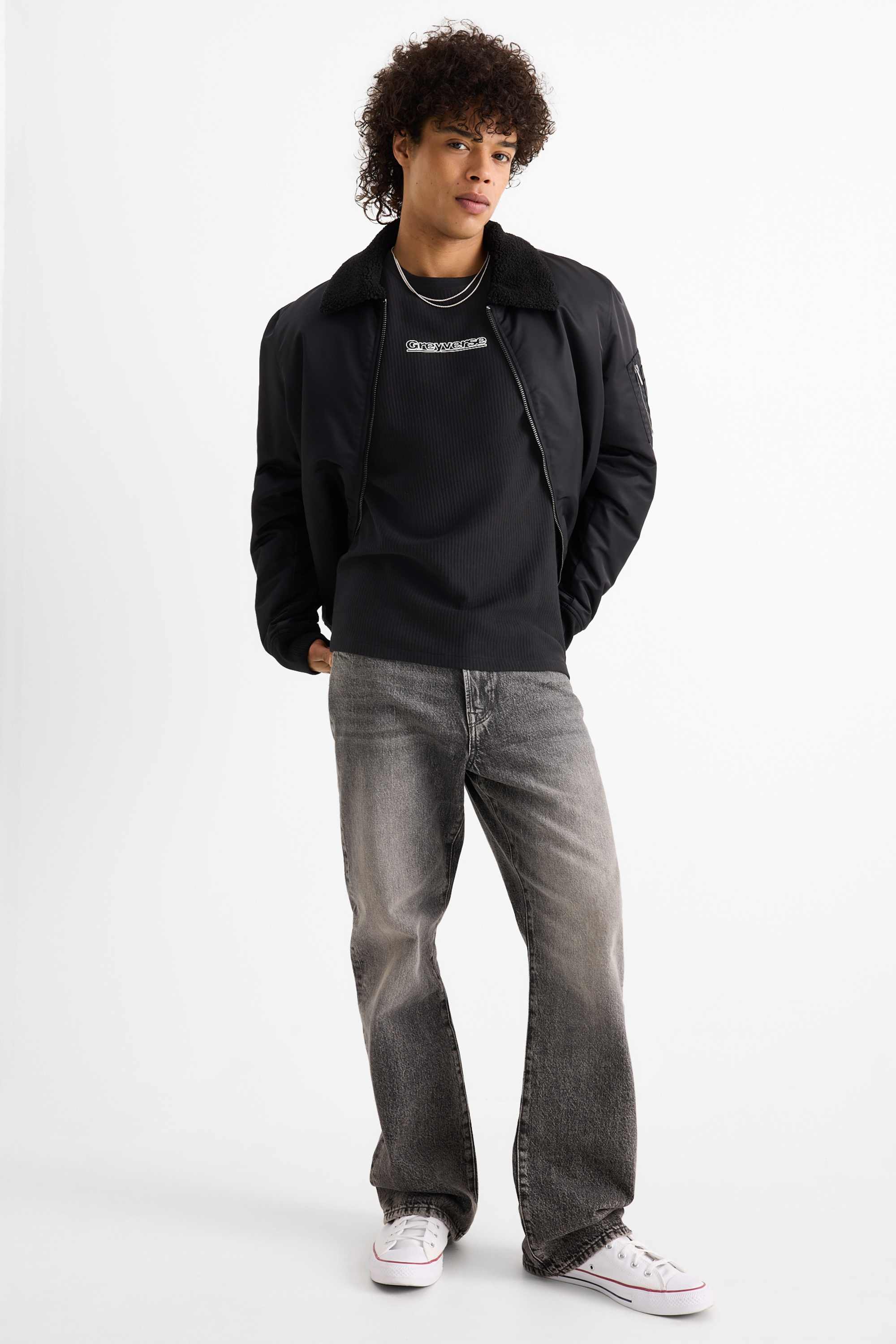 T-shirt - relaxed fit - ribbed black