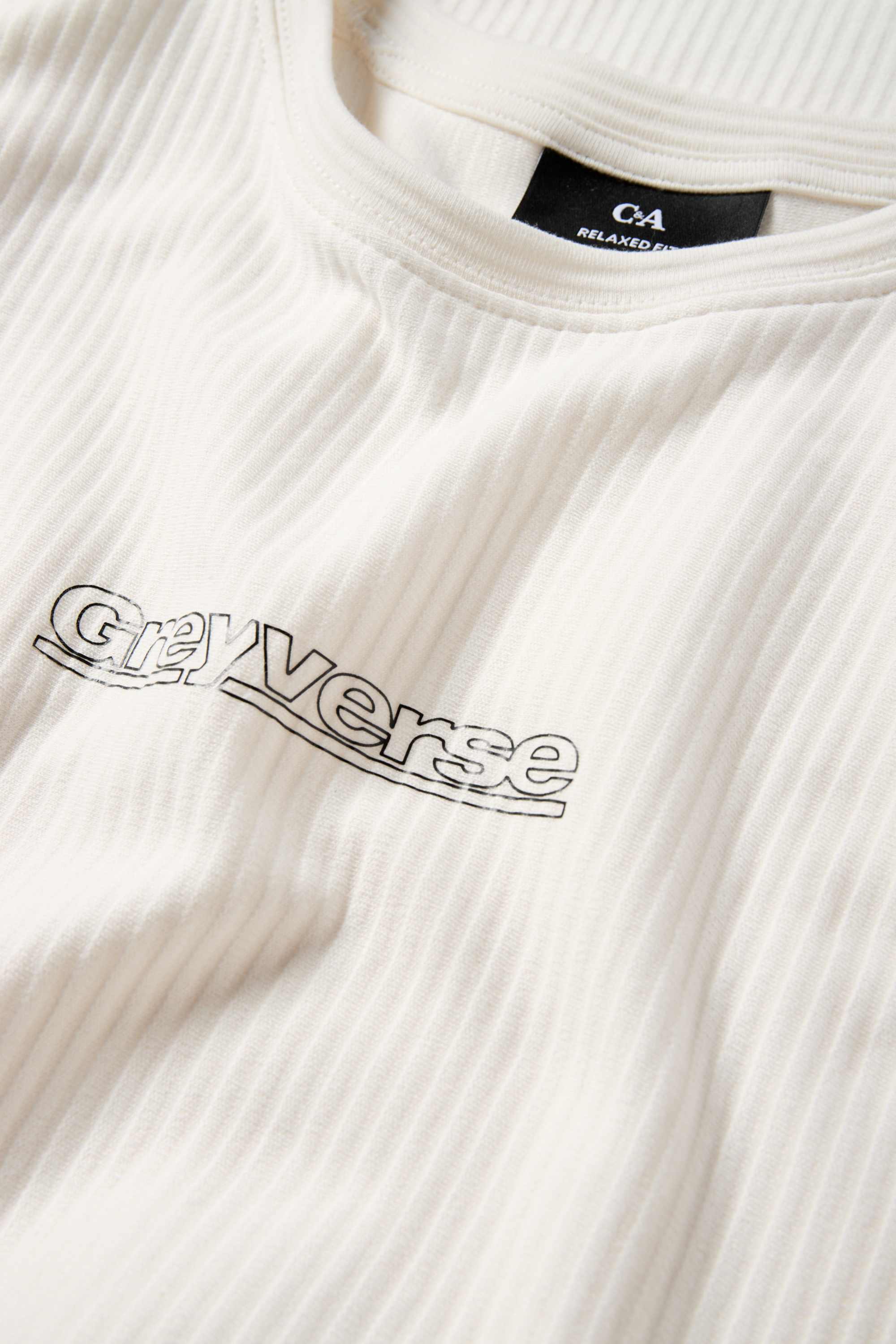 T-shirt - relaxed fit - ribbed white