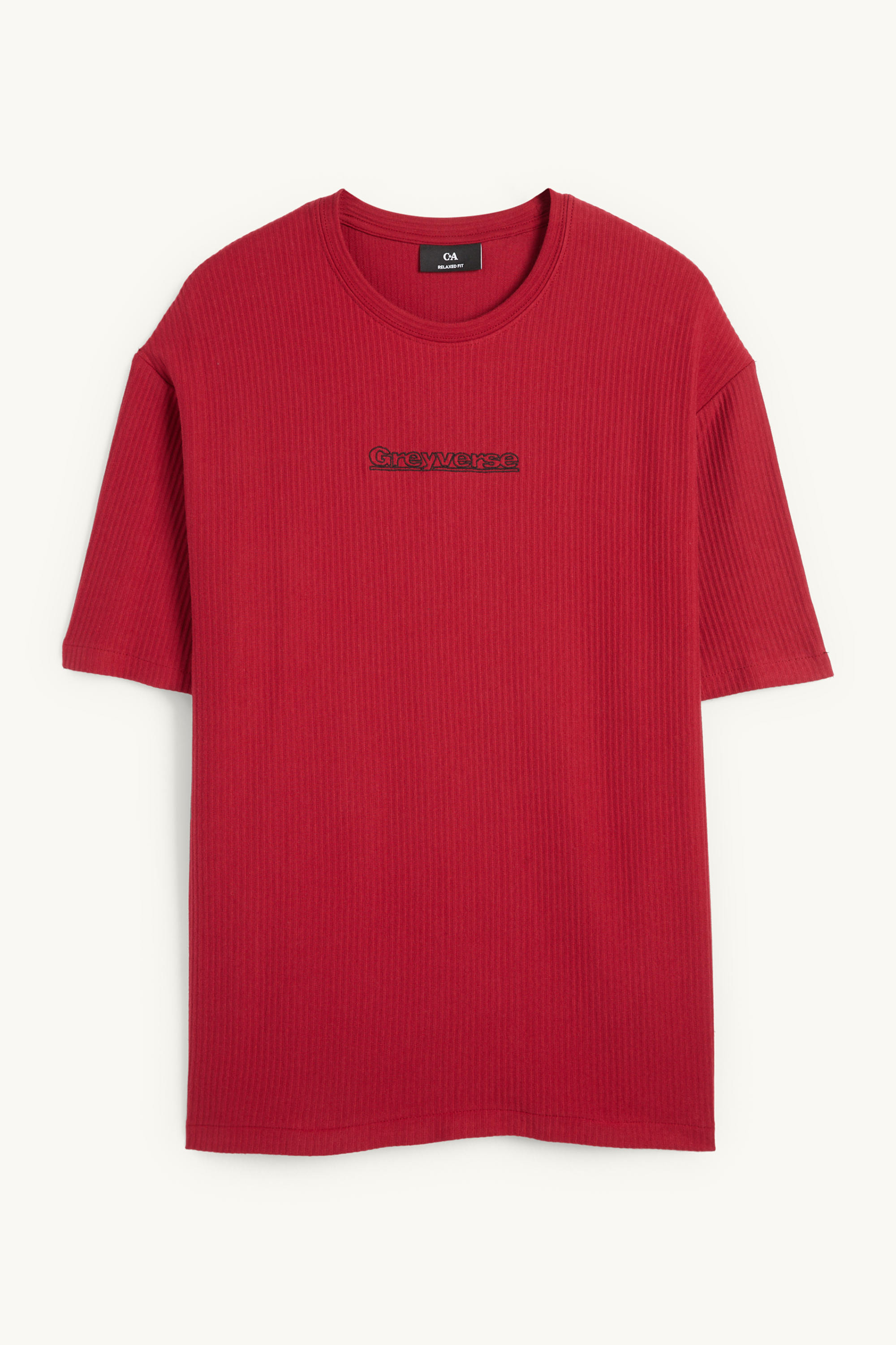 T-shirt - relaxed fit - ribbed dark red