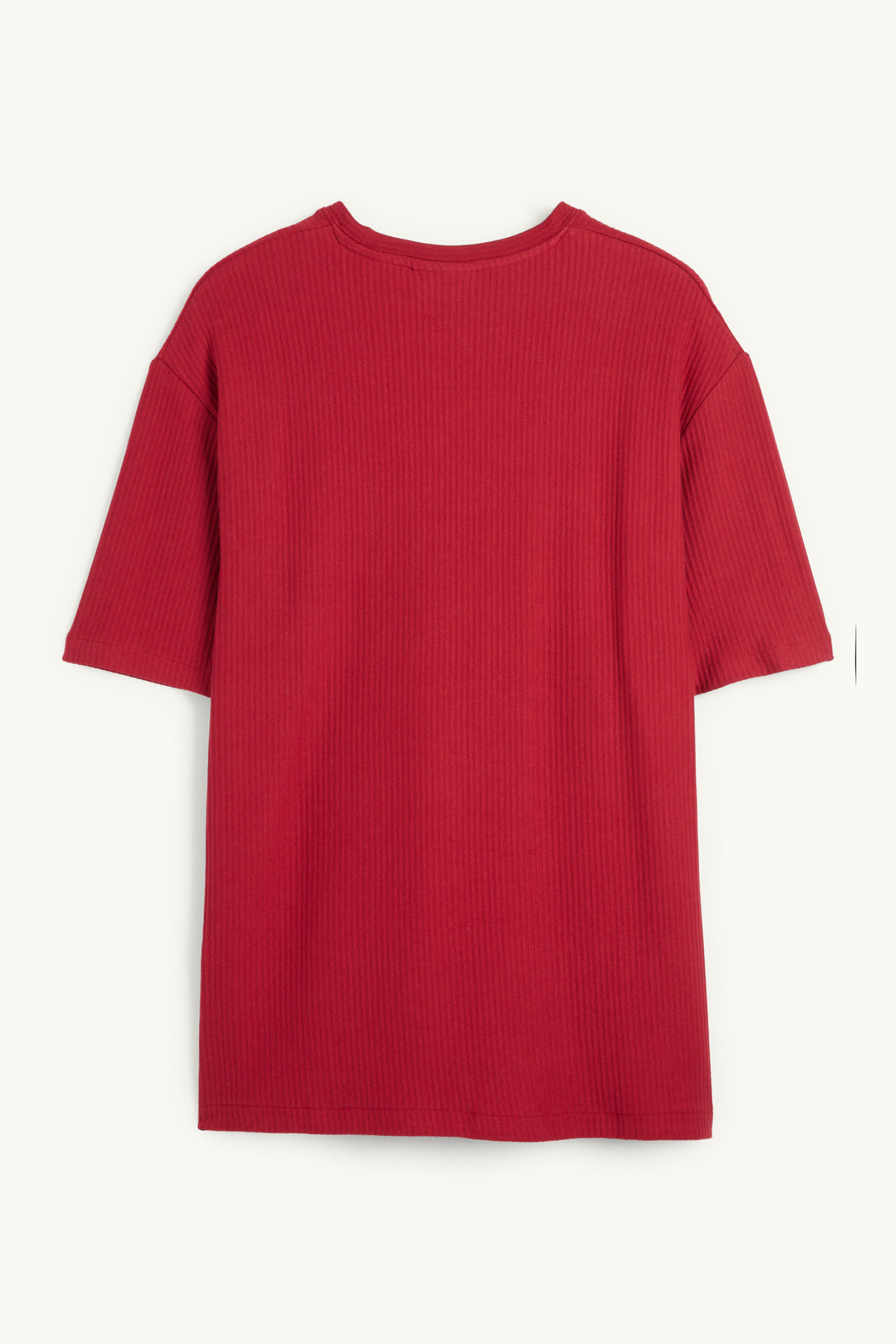 T-shirt - relaxed fit - ribbed dark red