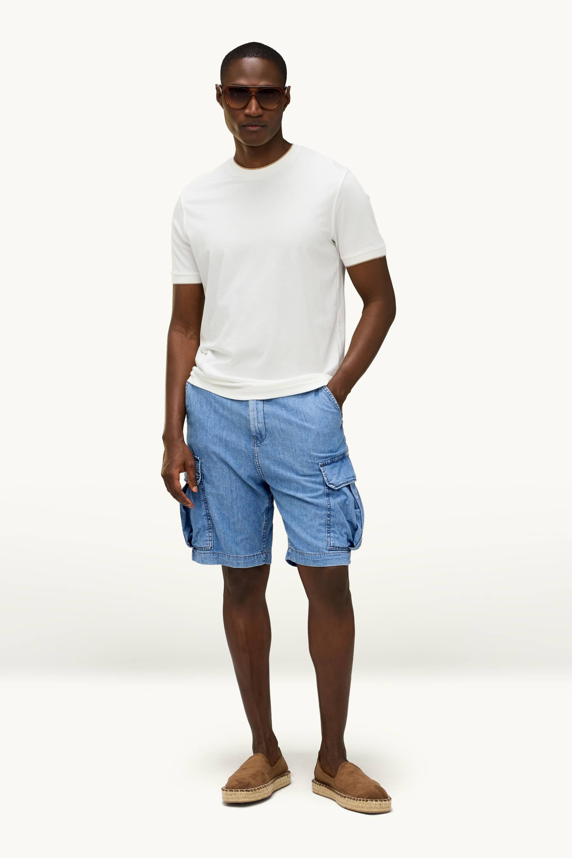 Denim cargo shorts light blue