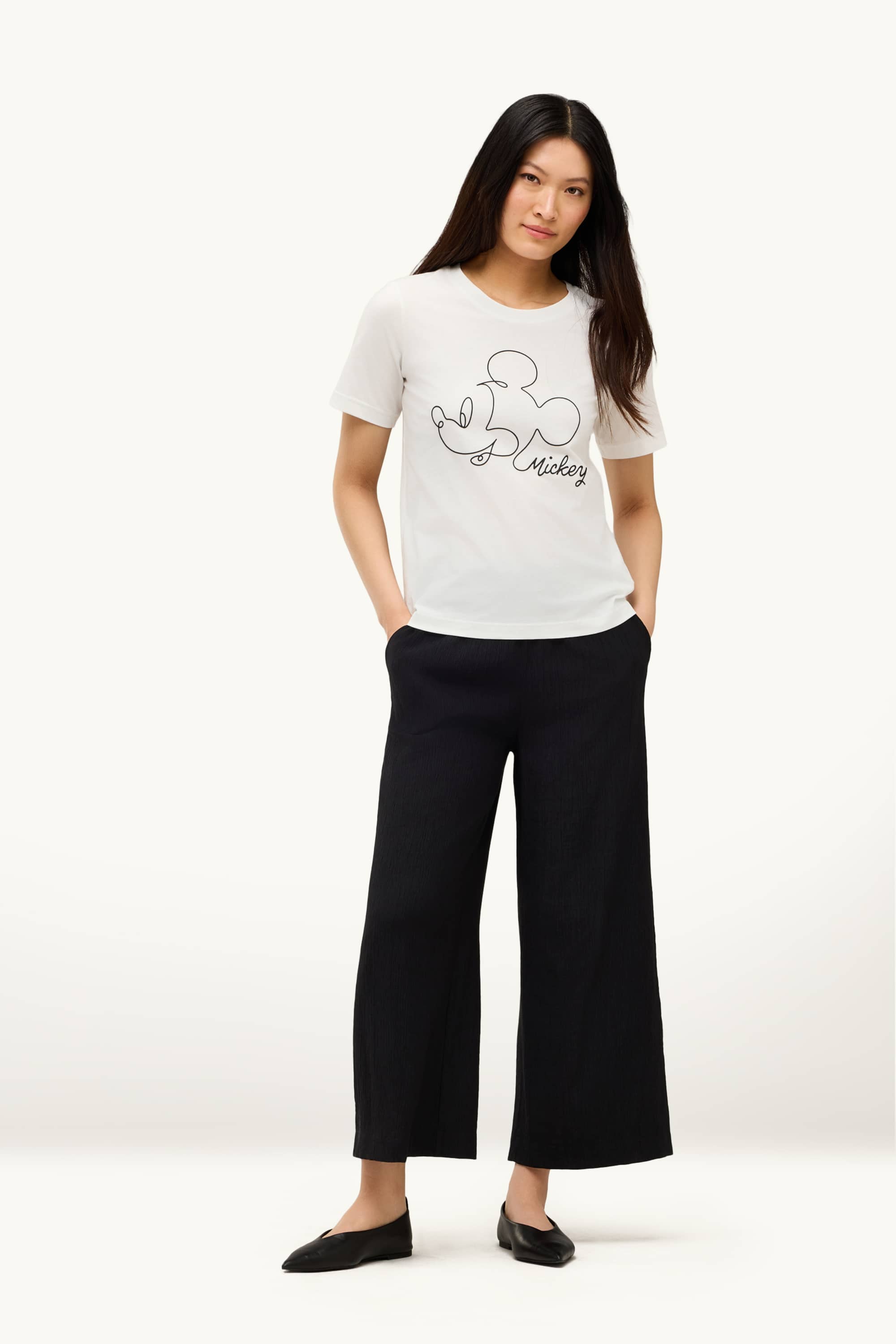Cloth trousers - high waist - wide leg black