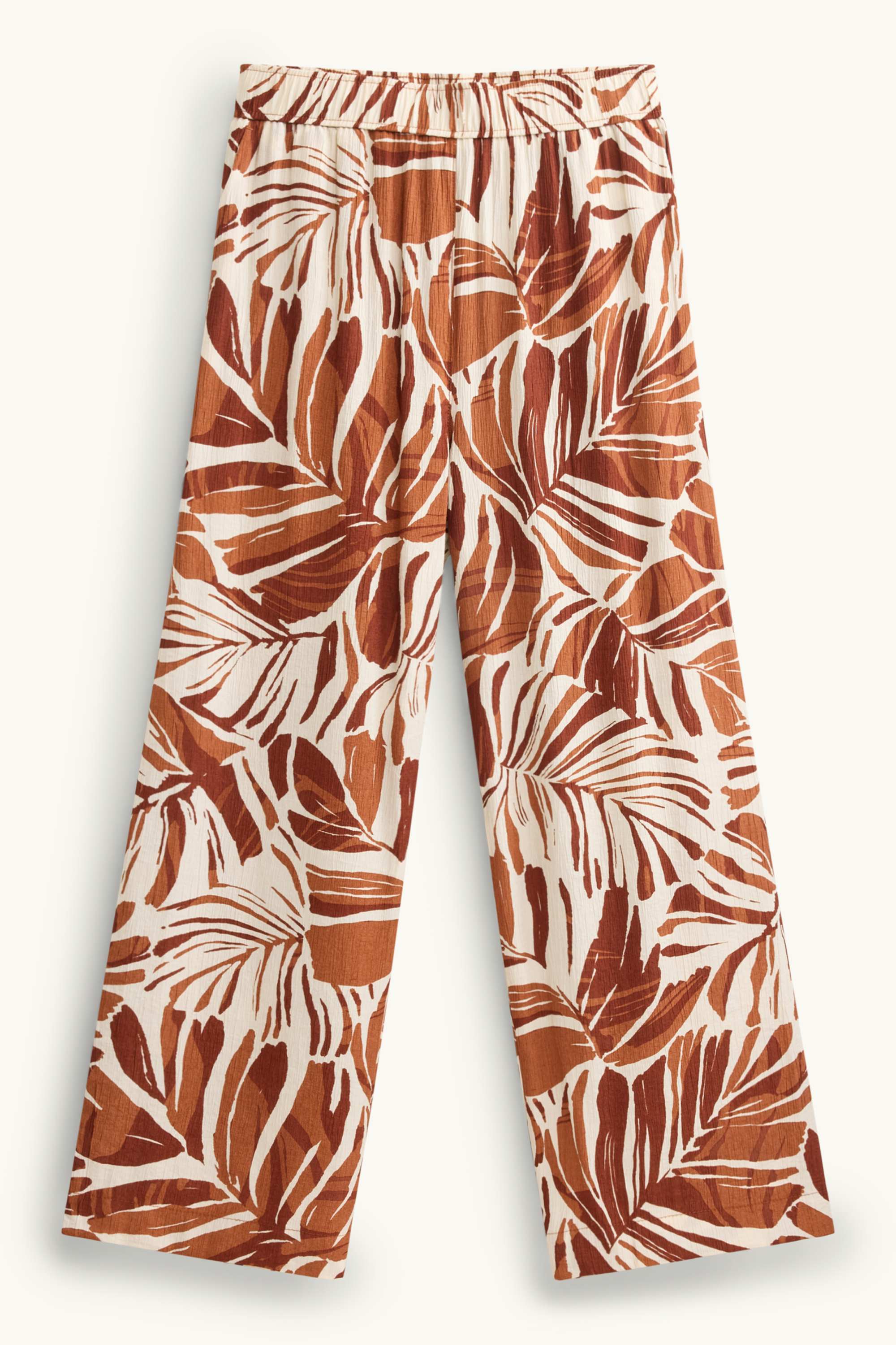 Cloth trousers - high waist - palazzo - patterned brown / cremewhite