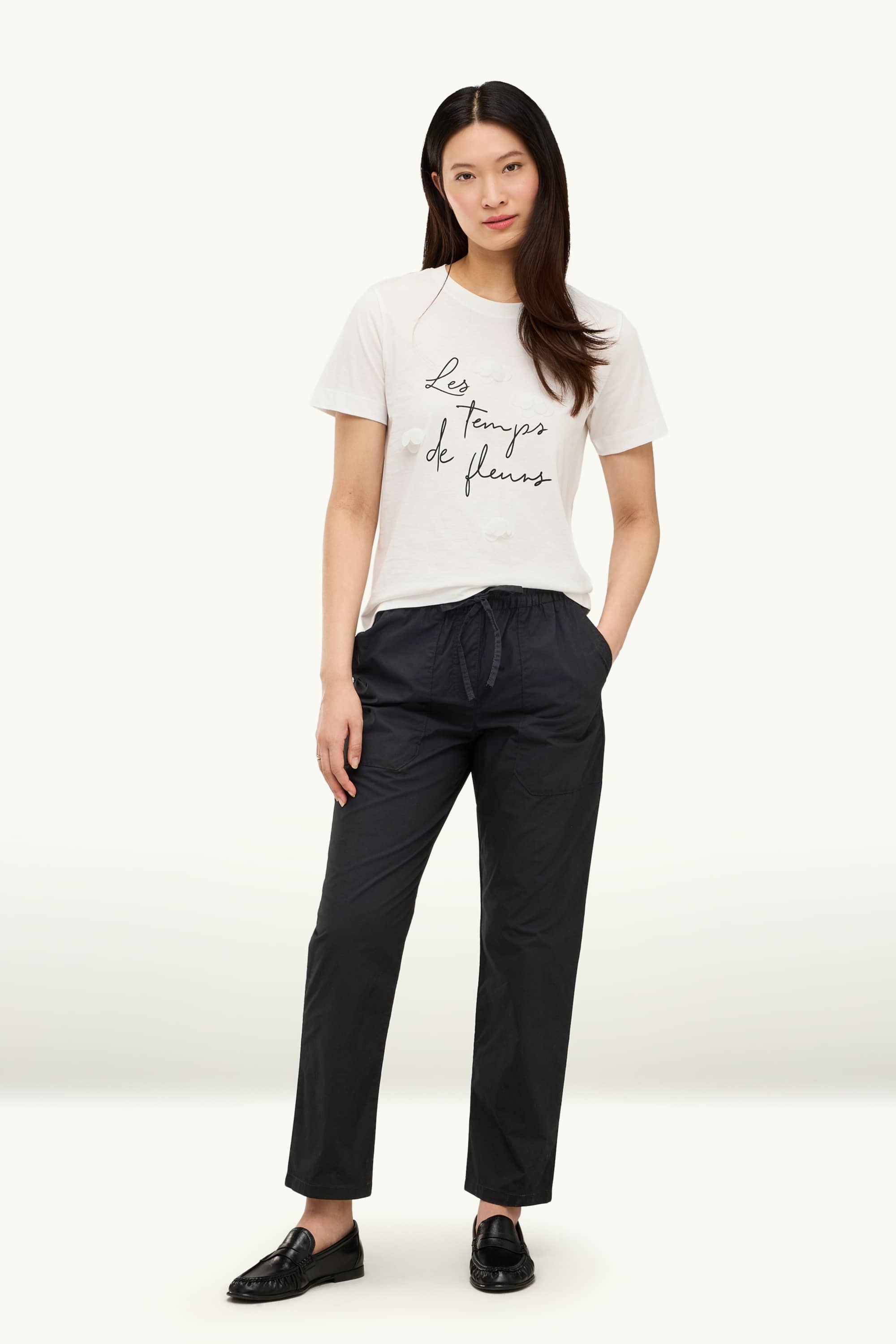 Cloth trousers - mid-rise waist - tapered fit black