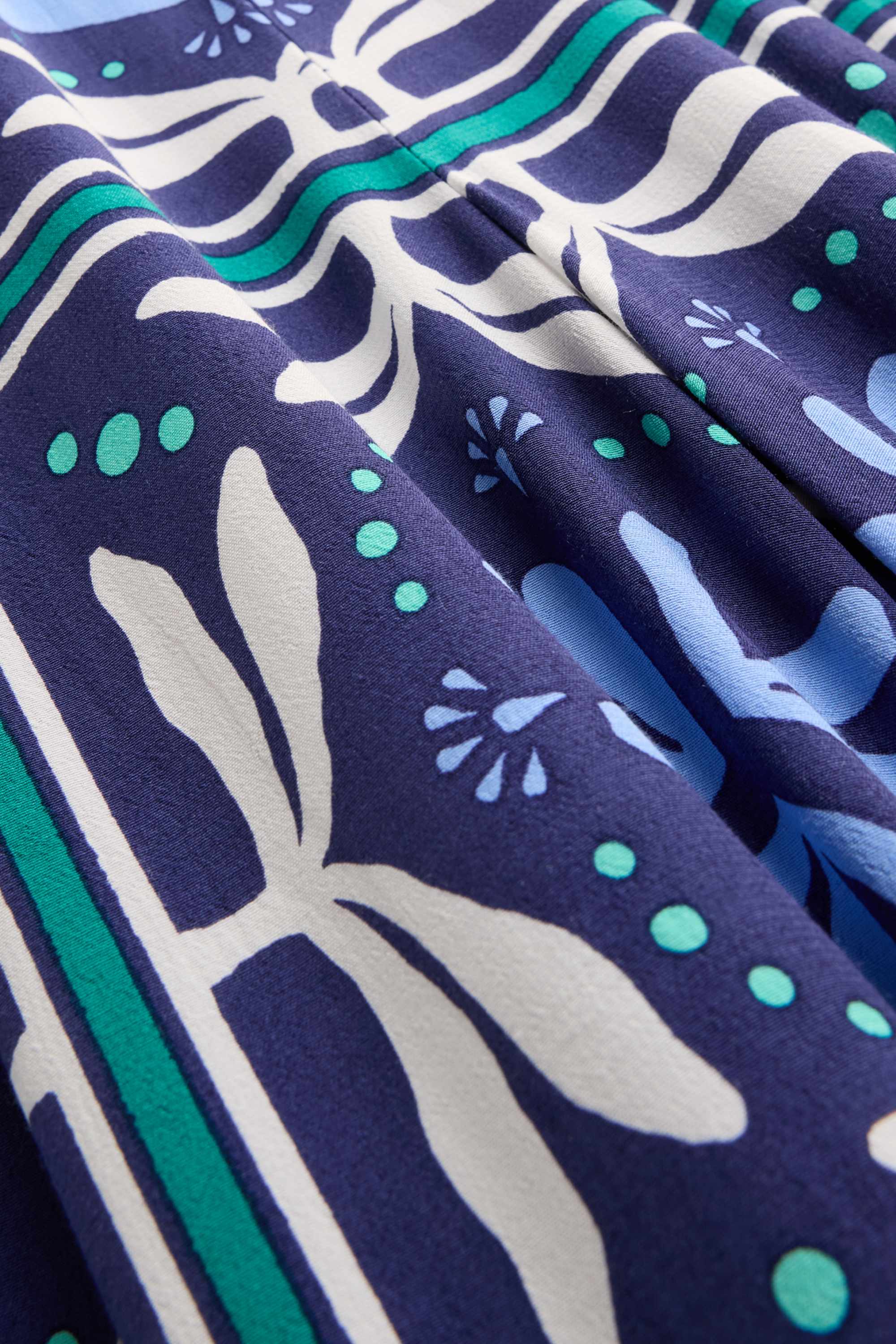 Cloth trousers - high waist - wide leg - patterned dark blue