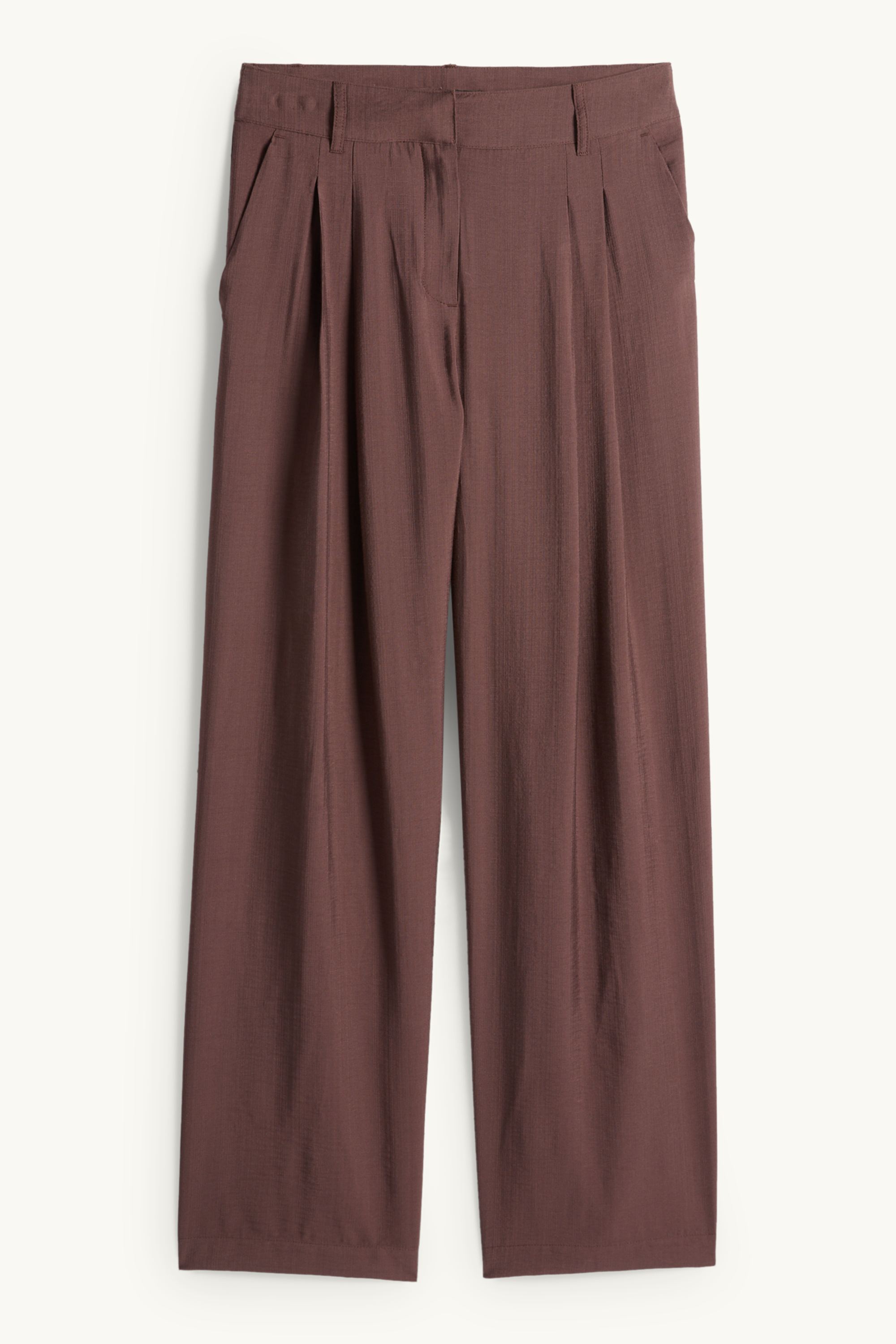 Cloth trousers - mid-rise waist - wide leg dark brown