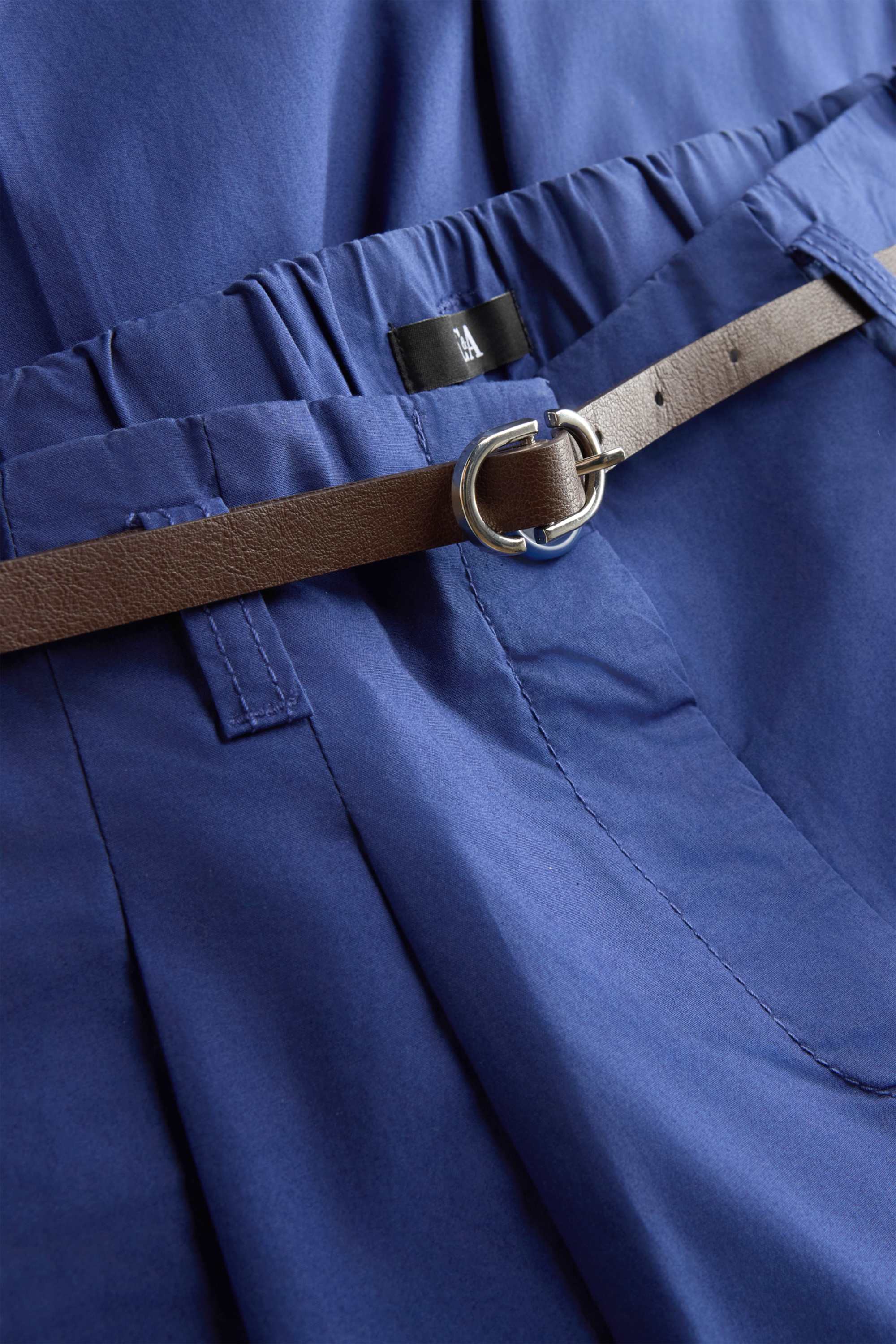 Cropped cloth trousers with belt - high waist - wide leg blue