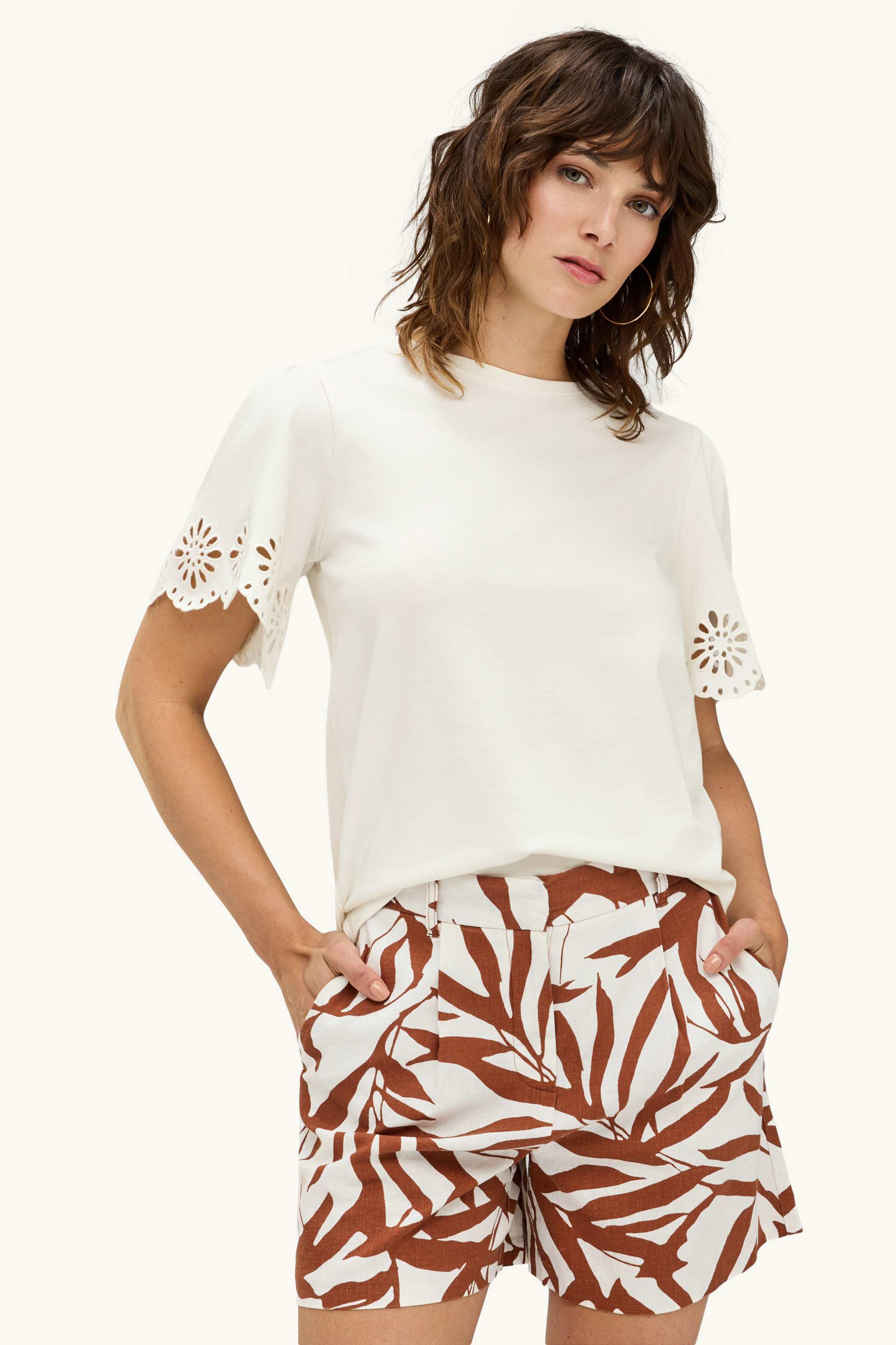 T-shirt - regular fit - broderie anglaise white