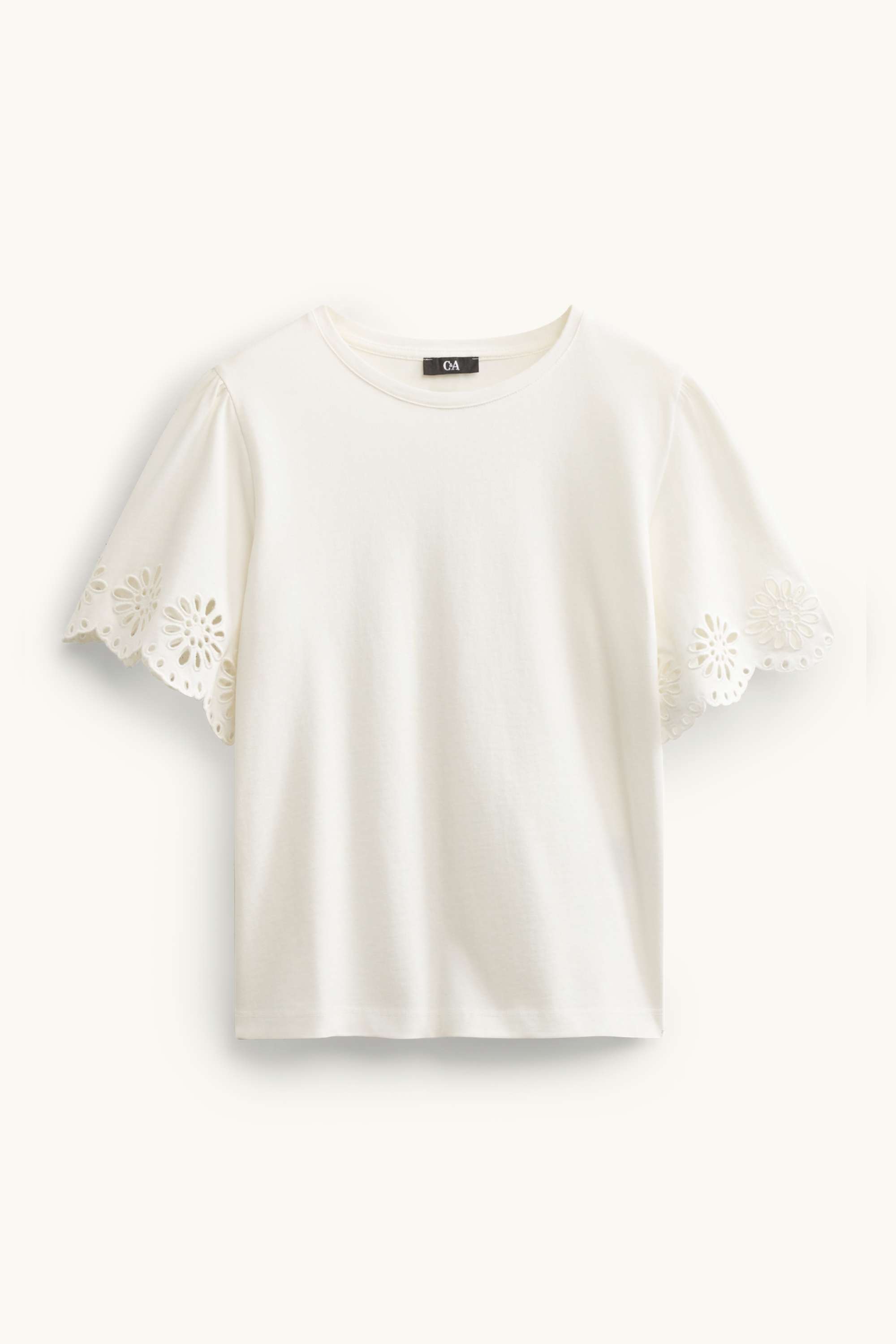 T-shirt - regular fit - broderie anglaise white