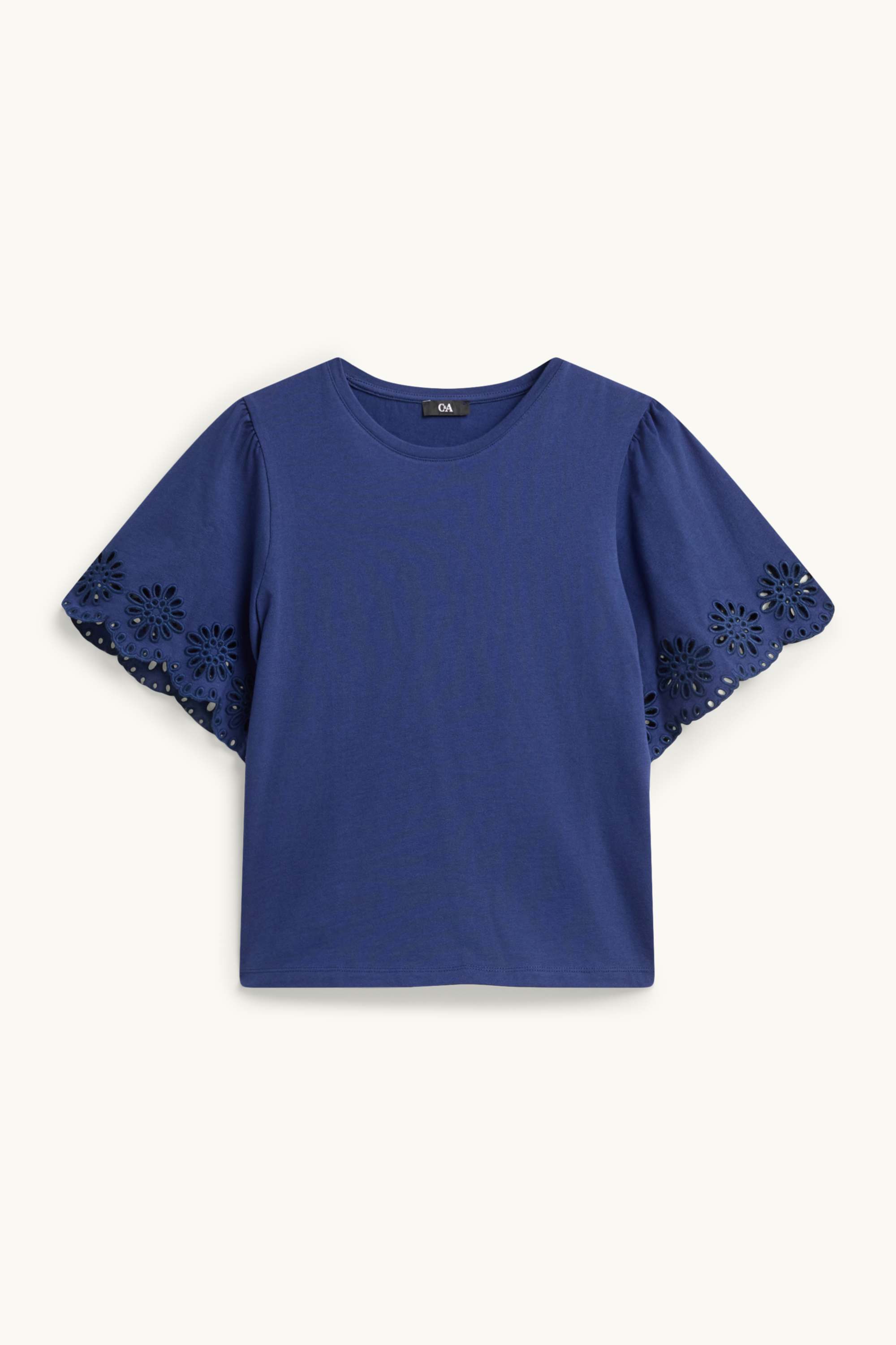 T-shirt - regular fit - broderie anglaise blue
