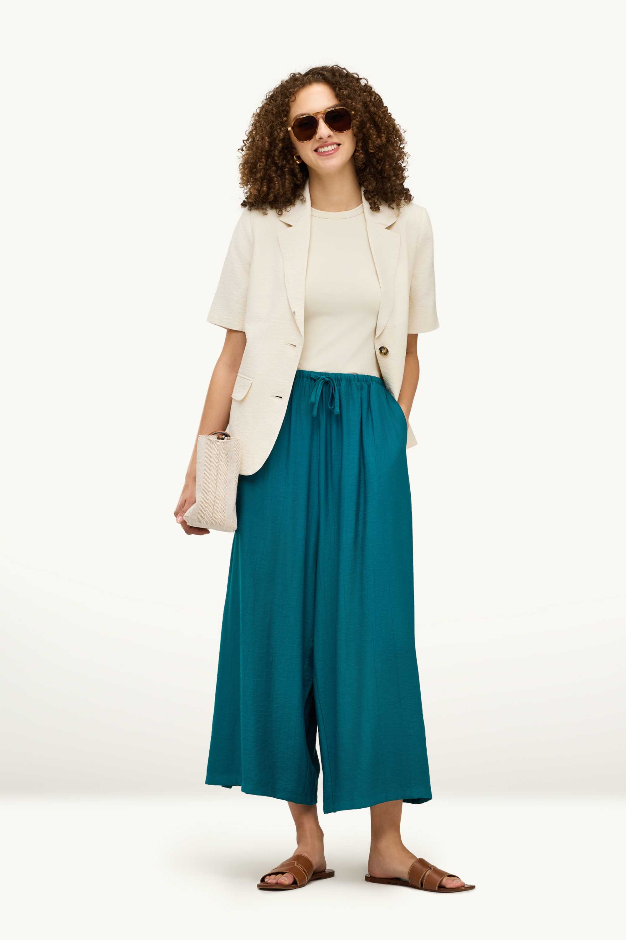 Cloth trousers - high waist - recycled green