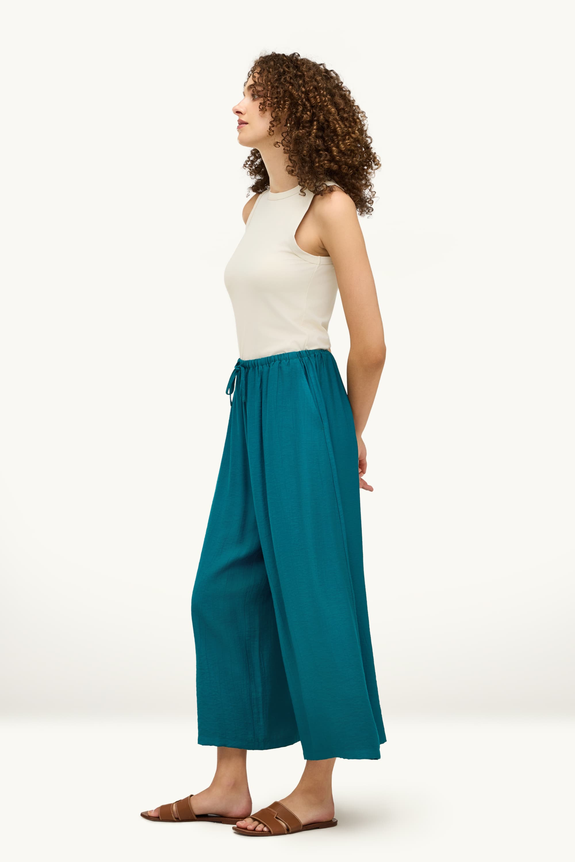 Cloth trousers - high waist - recycled green