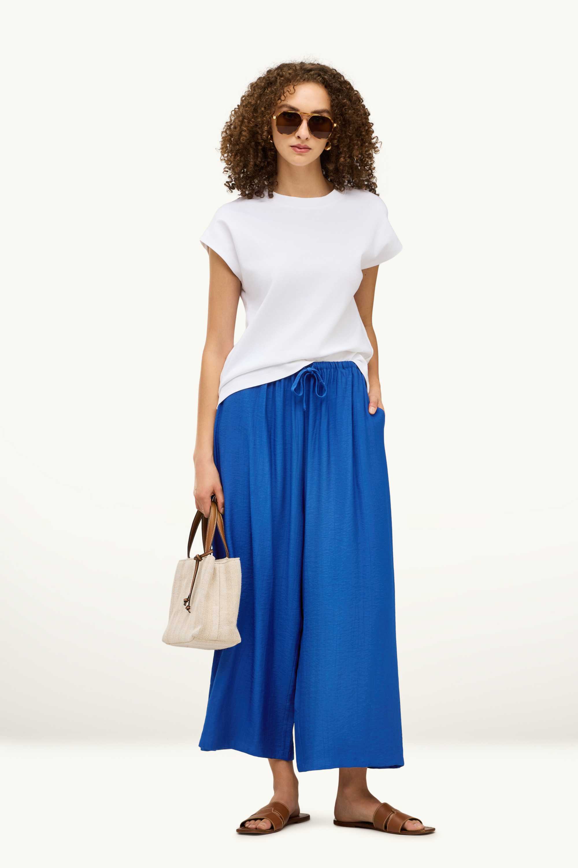 Cloth trousers - high waist - recycled blue