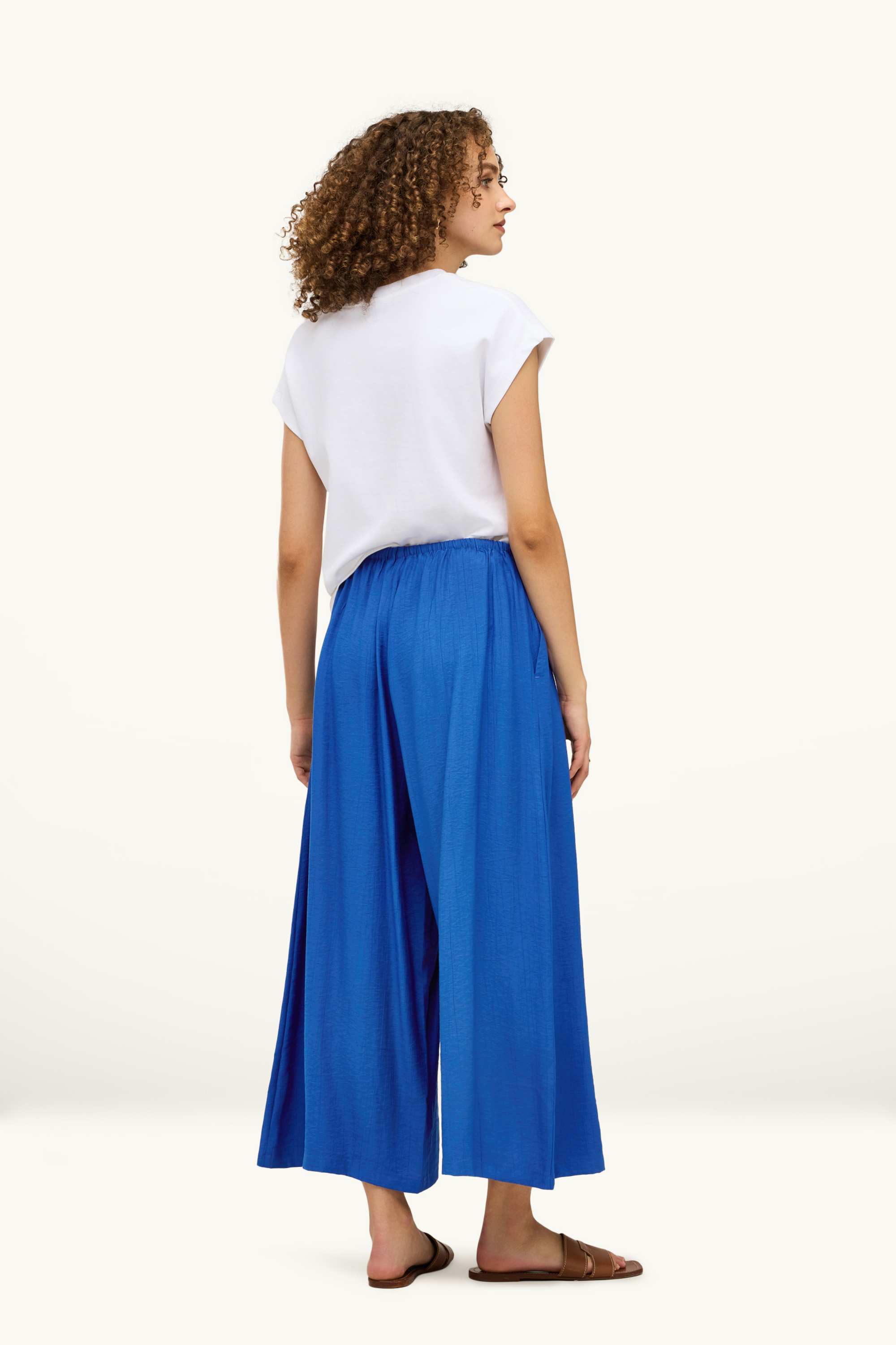 Cloth trousers - high waist - recycled blue