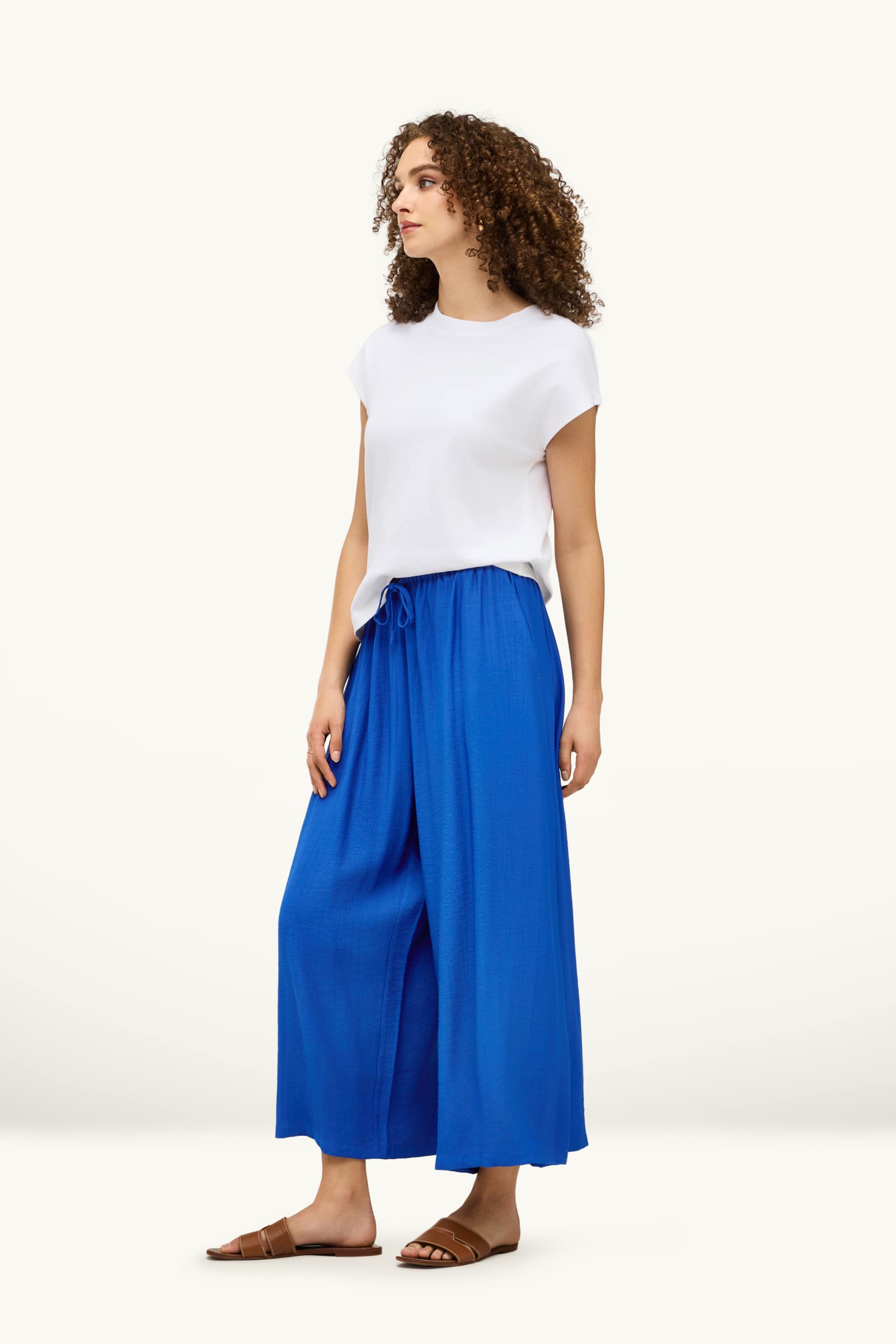 Cloth trousers - high waist - recycled blue