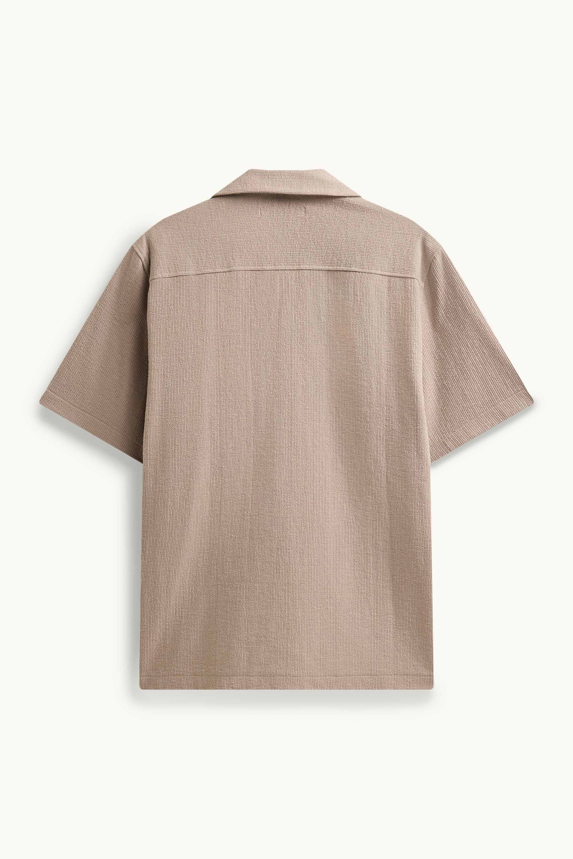 Shirt - regular fit - lapel collar - textured light brown