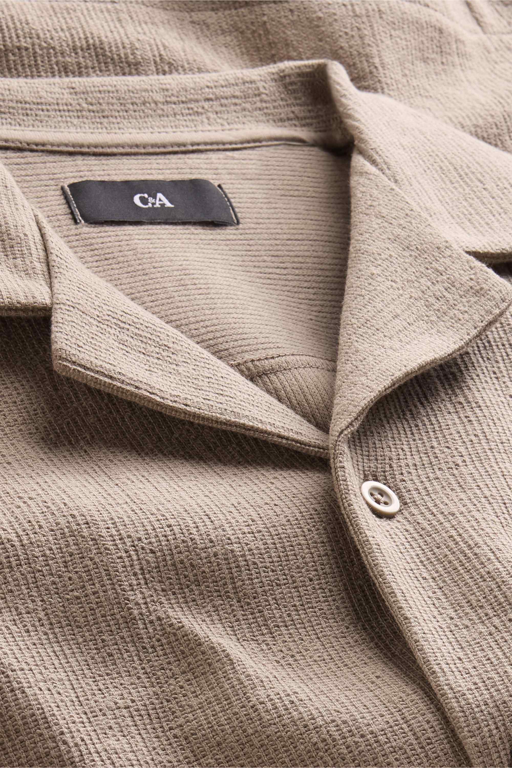 Shirt - regular fit - lapel collar - textured light brown