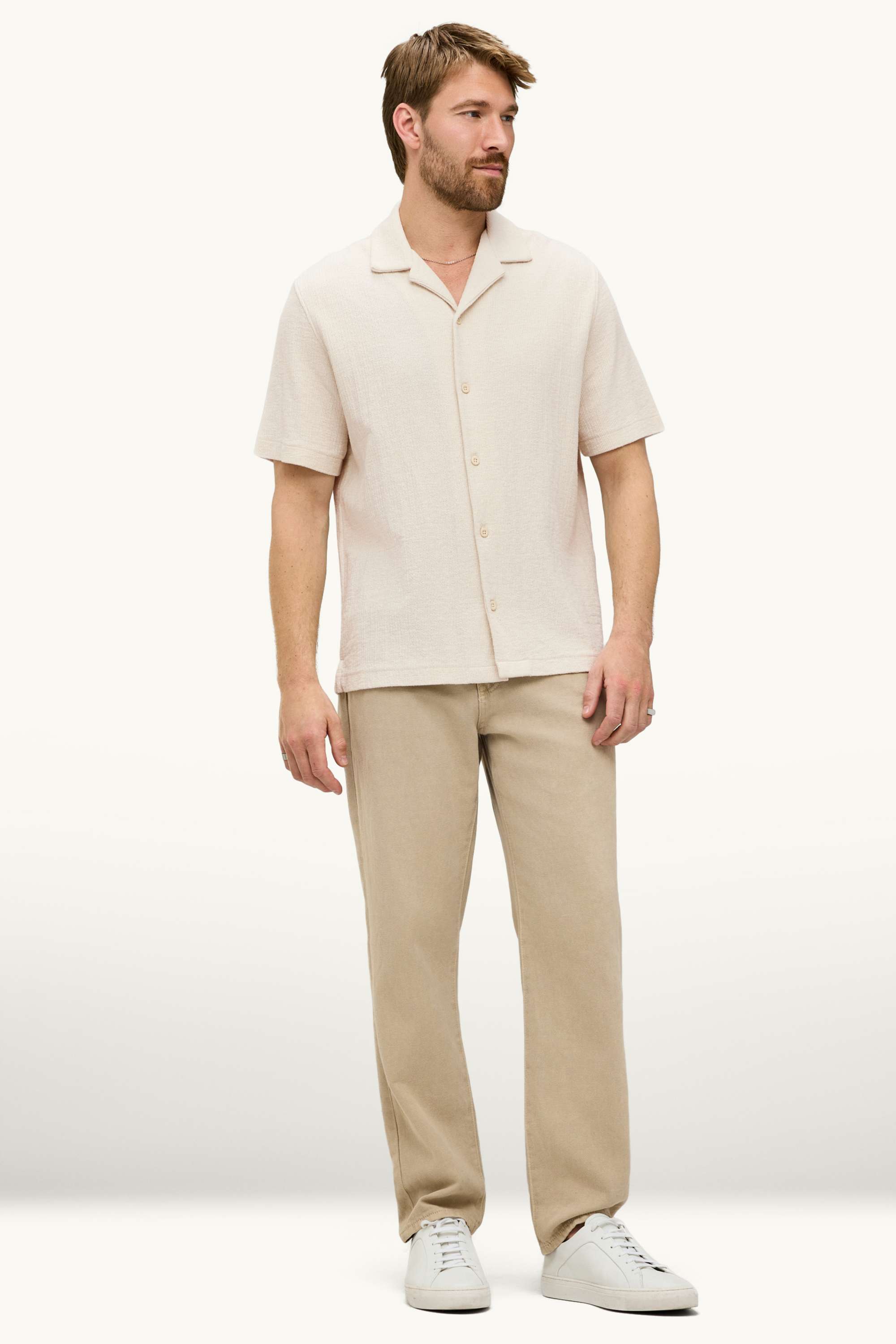 Shirt - regular fit - lapel collar - textured white