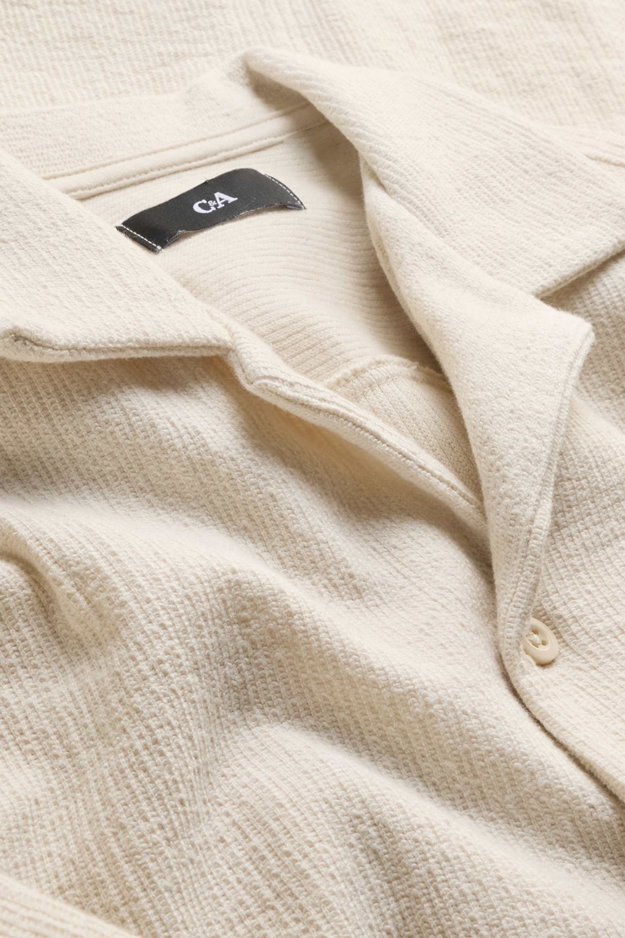Shirt - regular fit - lapel collar - textured white