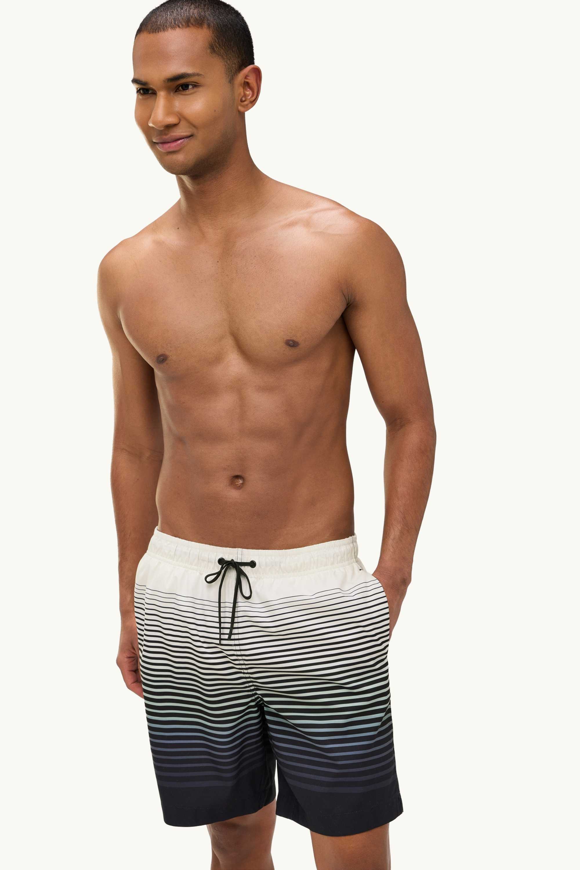 Swim shorts - striped - patterned black / gray