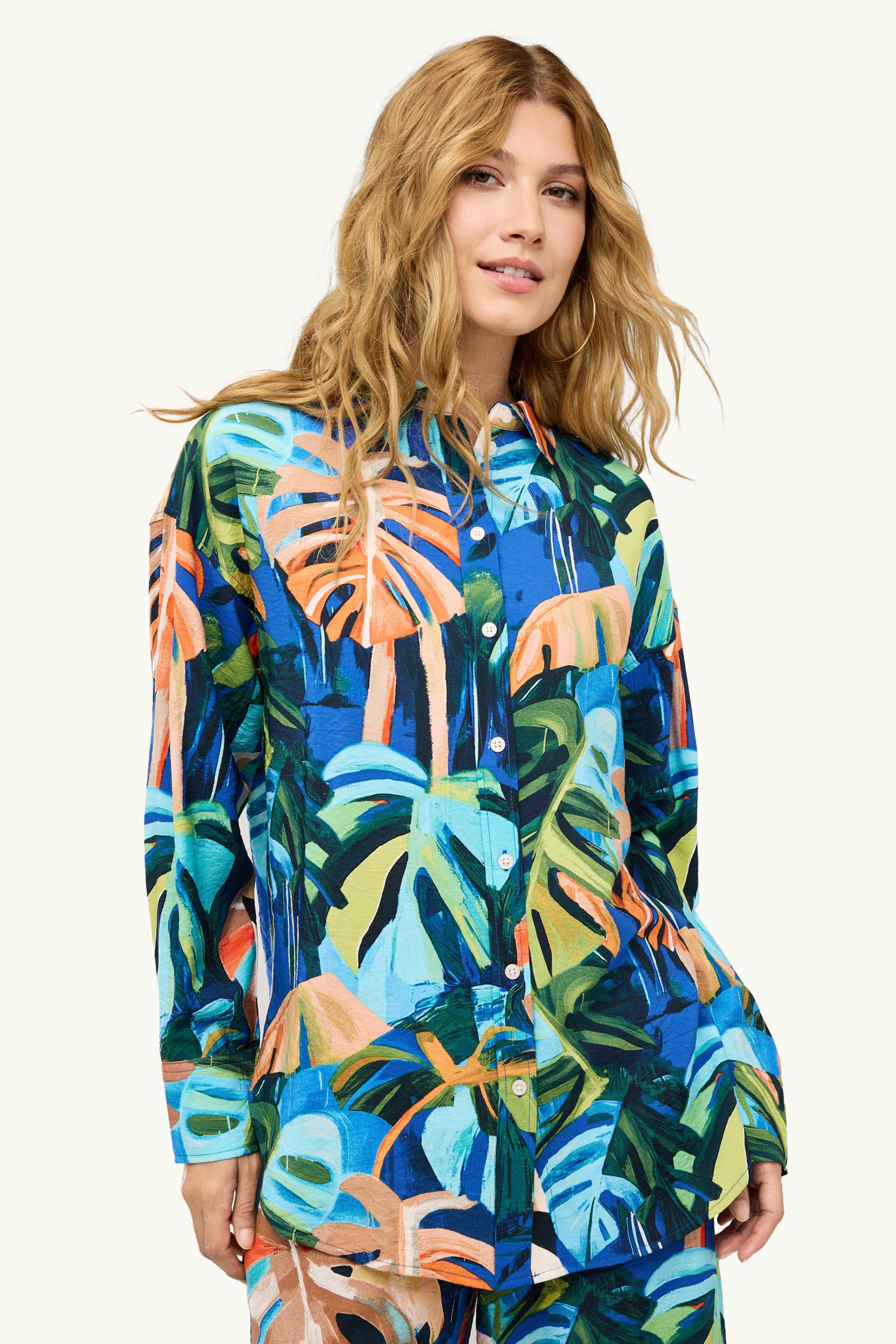 Blouse - patterned orange / blue