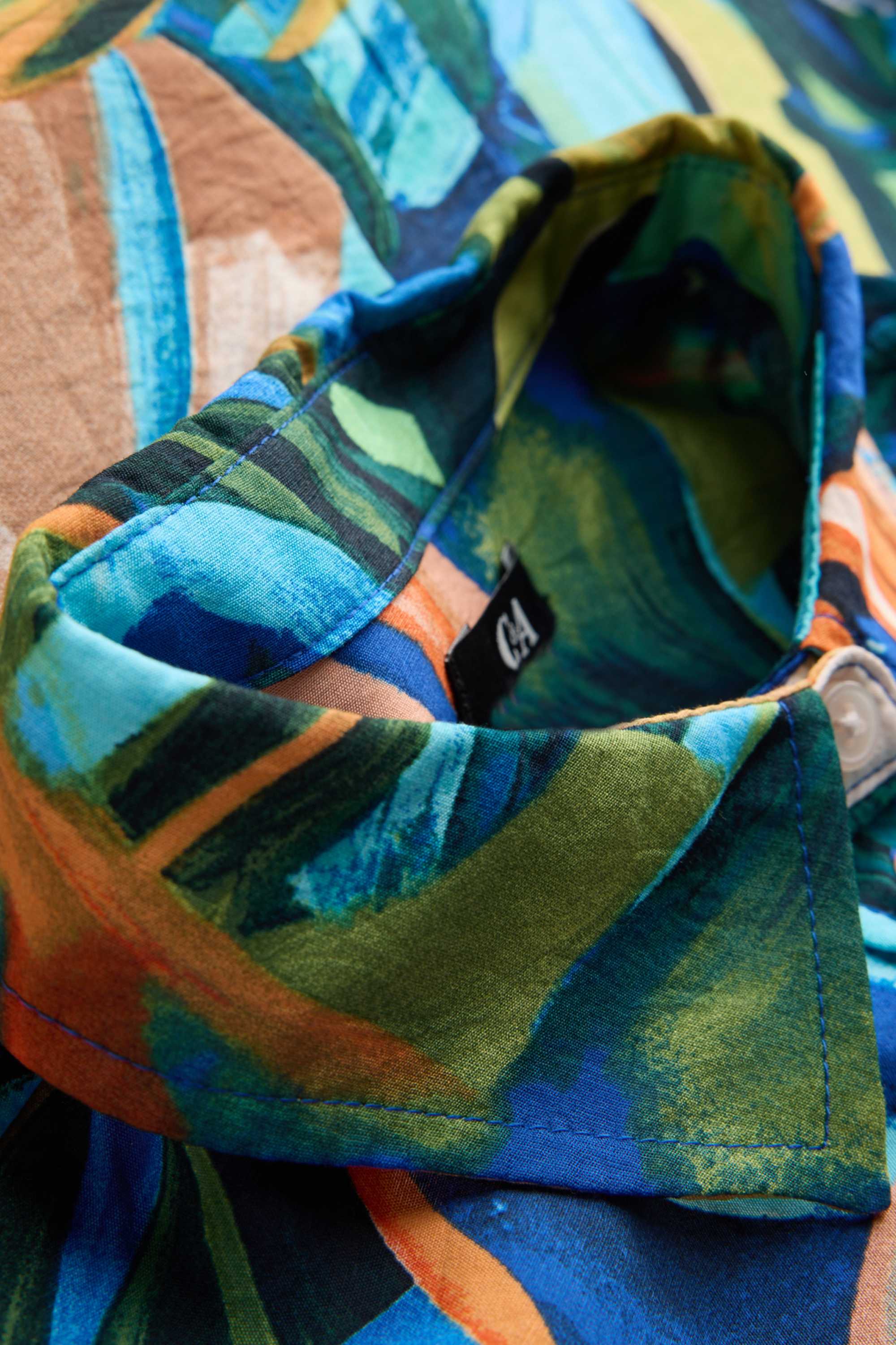 Blouse - patterned orange / blue