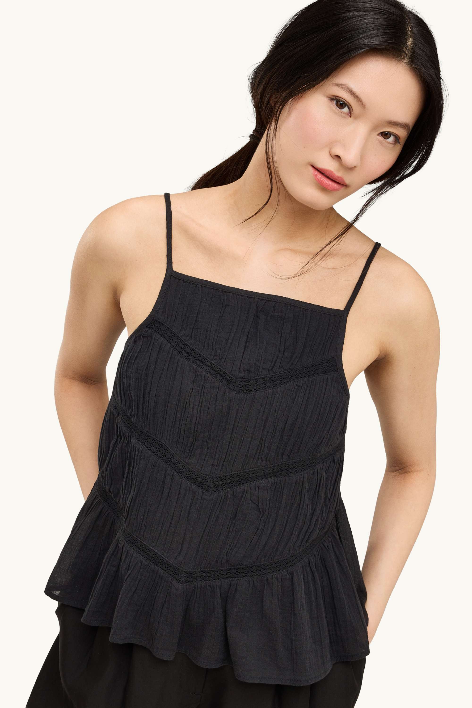 Blouse top - broderie anglaise black