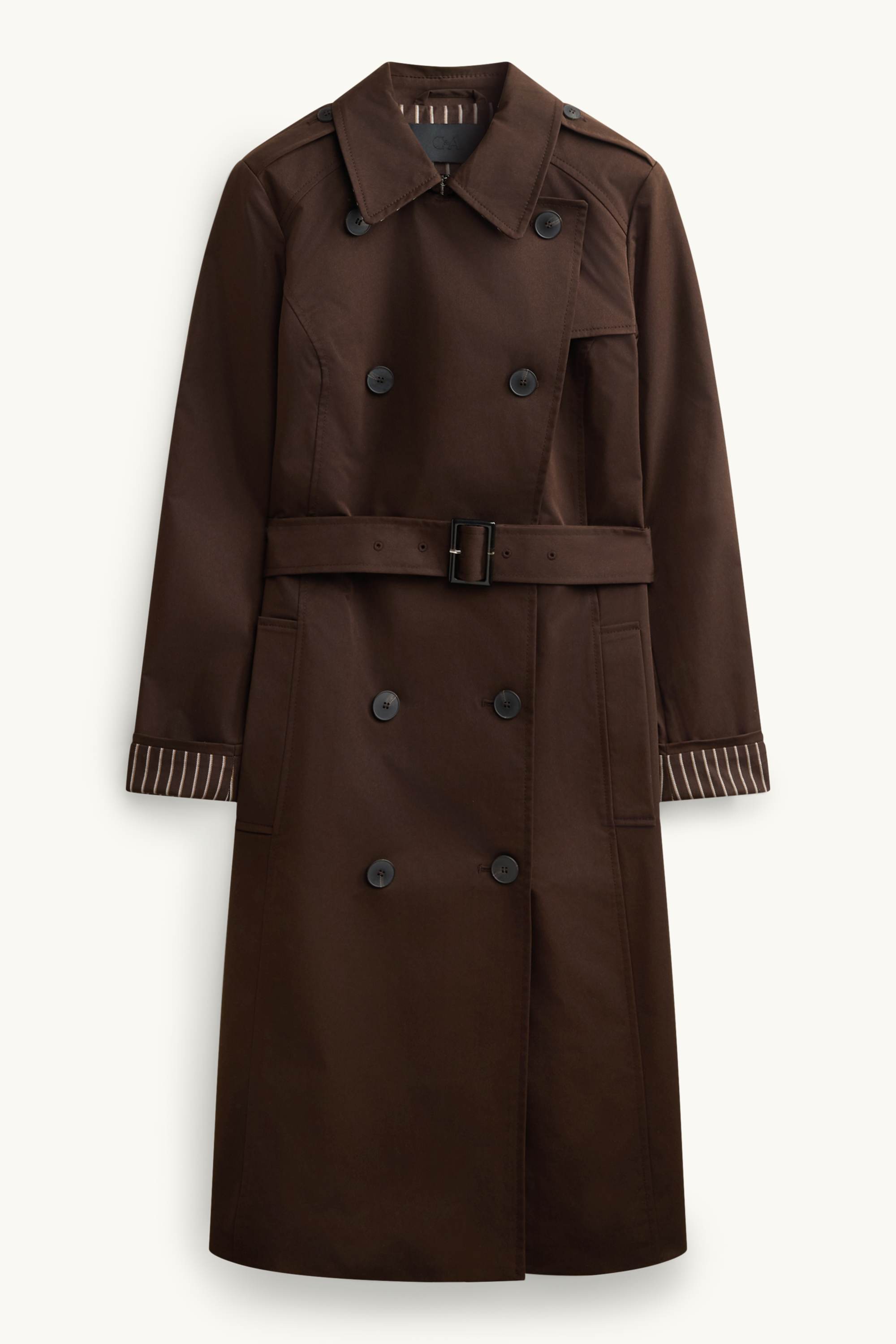 Trench coat with belt - water-repellent dark brown
