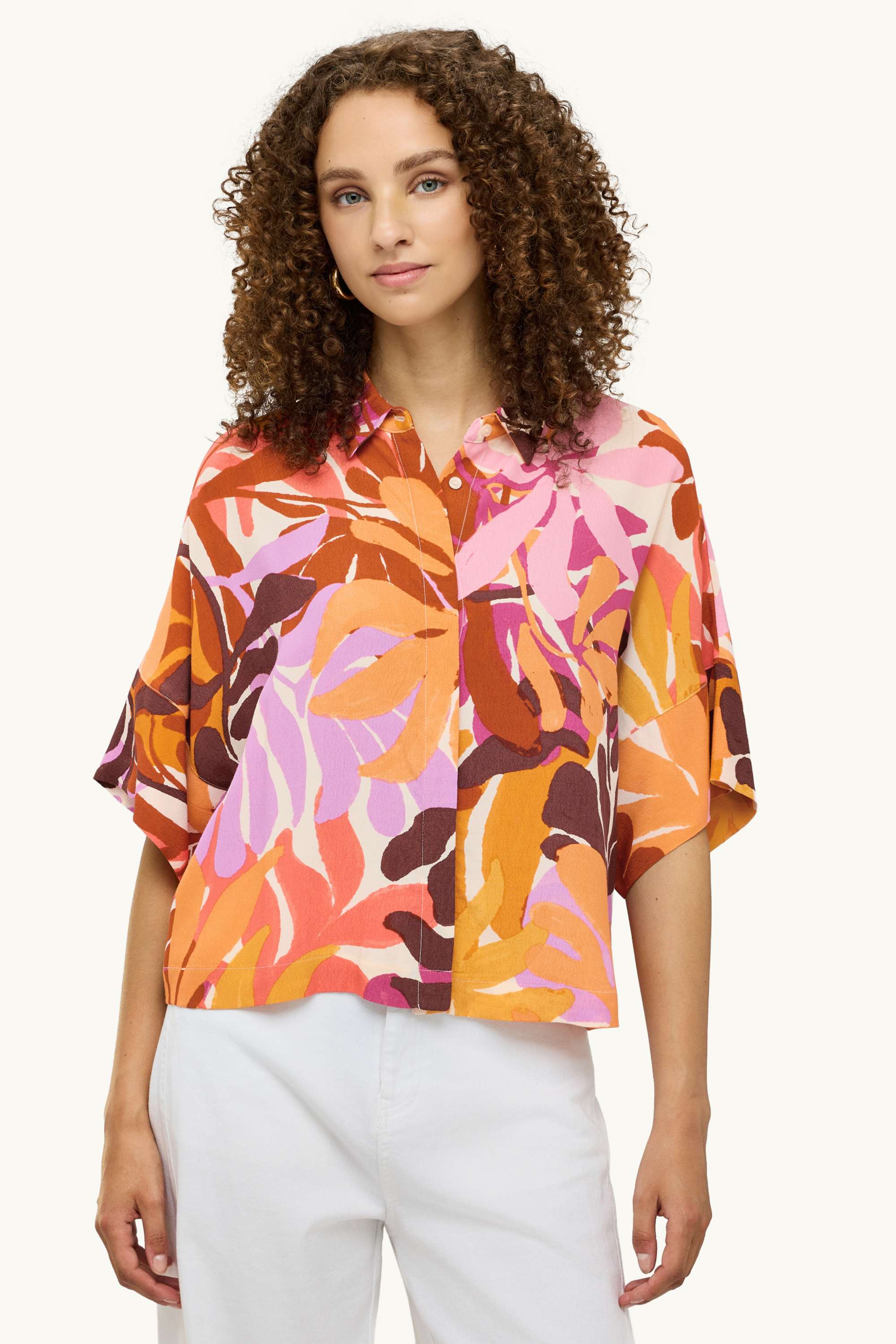 Shirt blouse - patterned - textured rose / orange