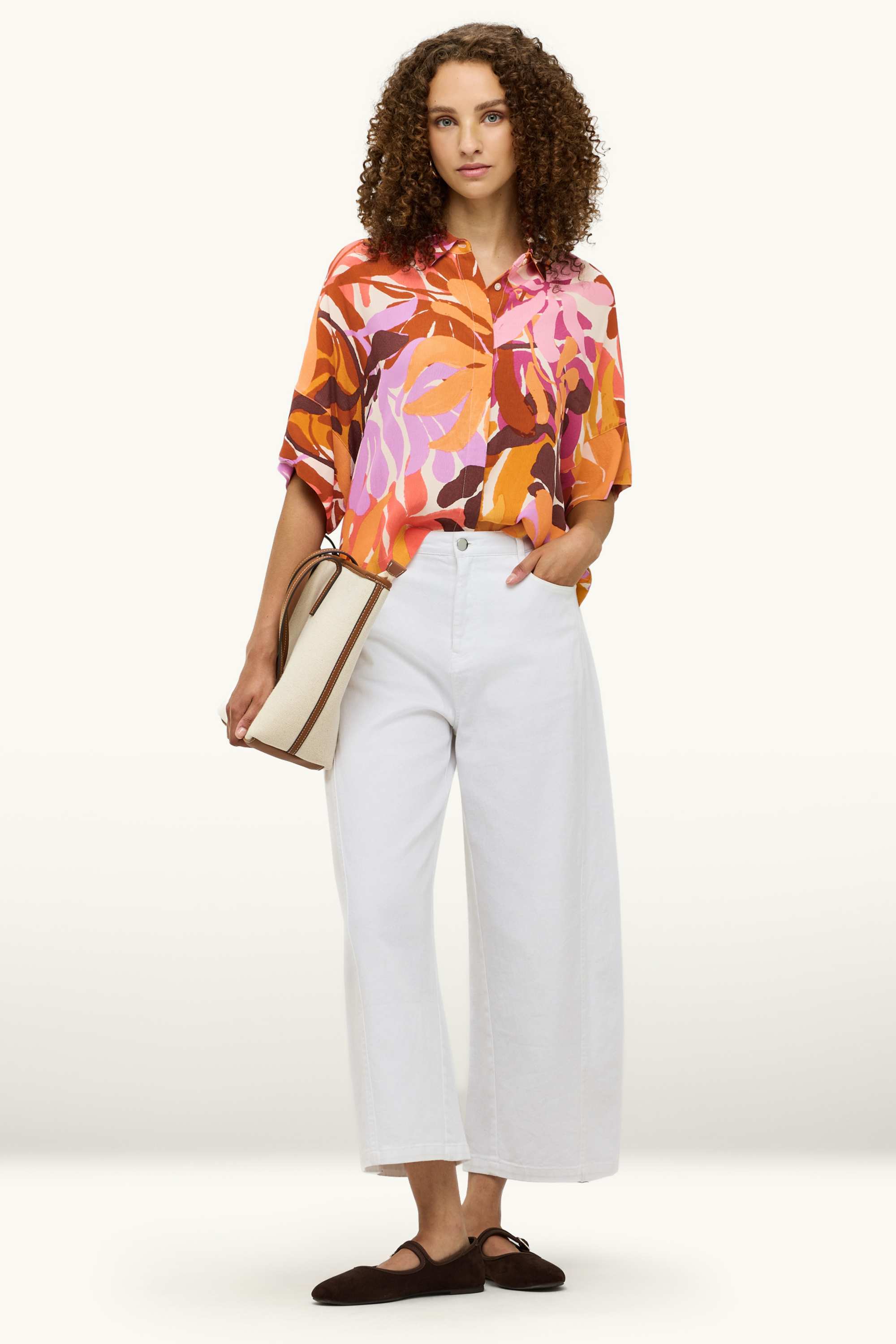 Shirt blouse - patterned - textured rose / orange