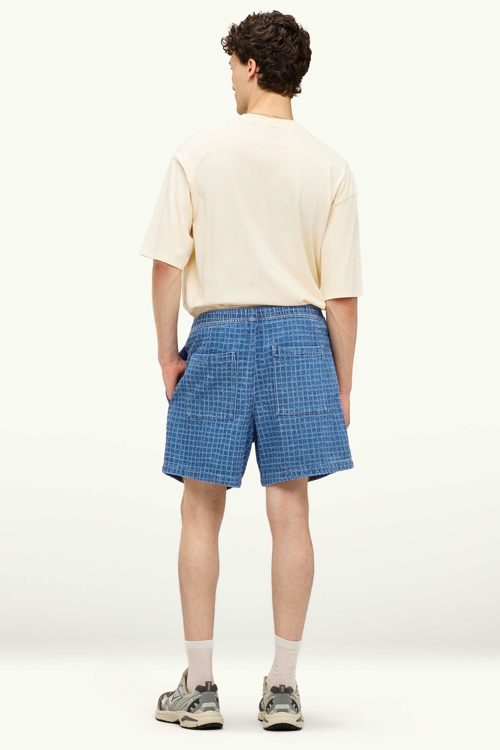 Denim shorts - check blue denim