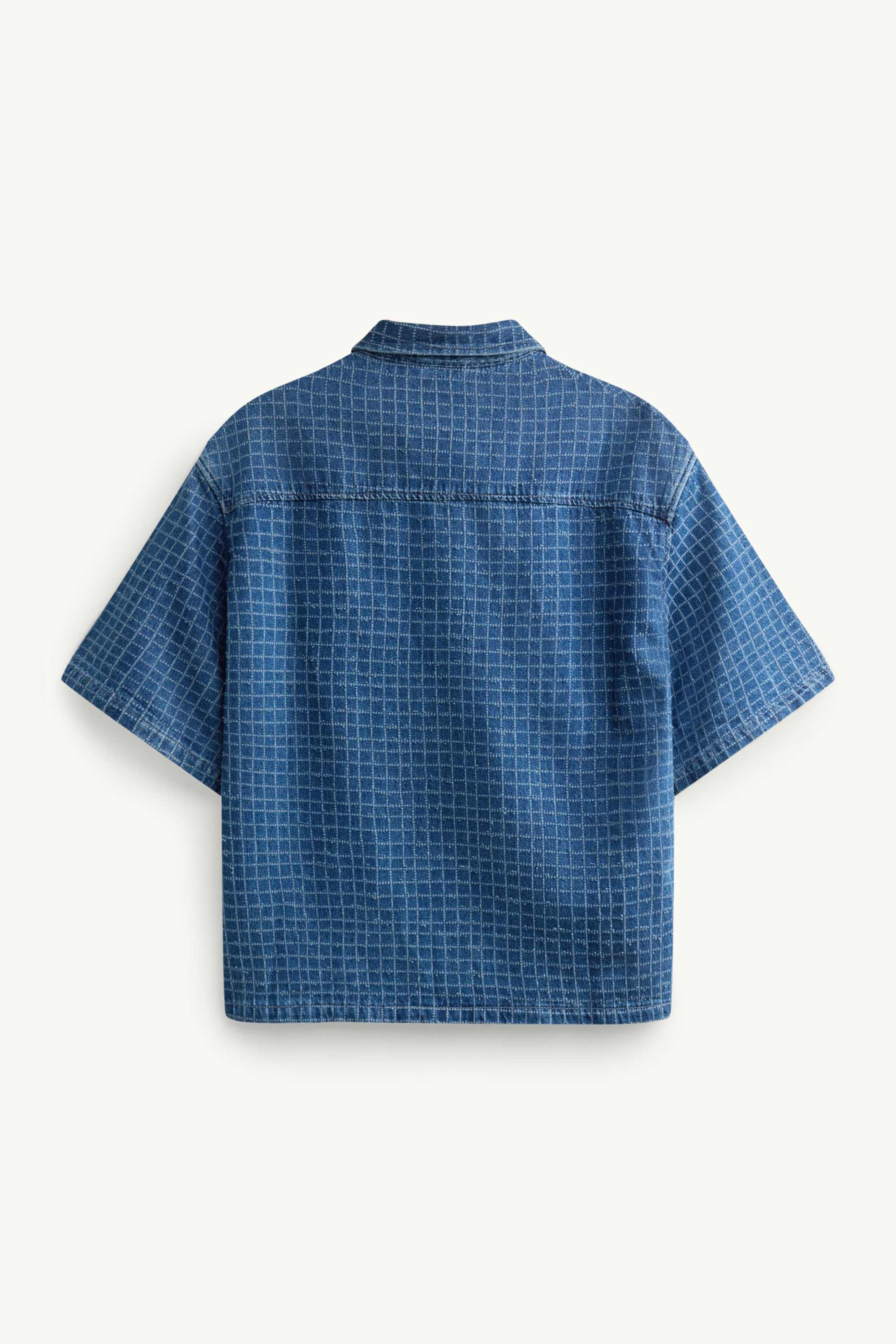 Denim shirt - relaxed fit - kent collar - check blue denim